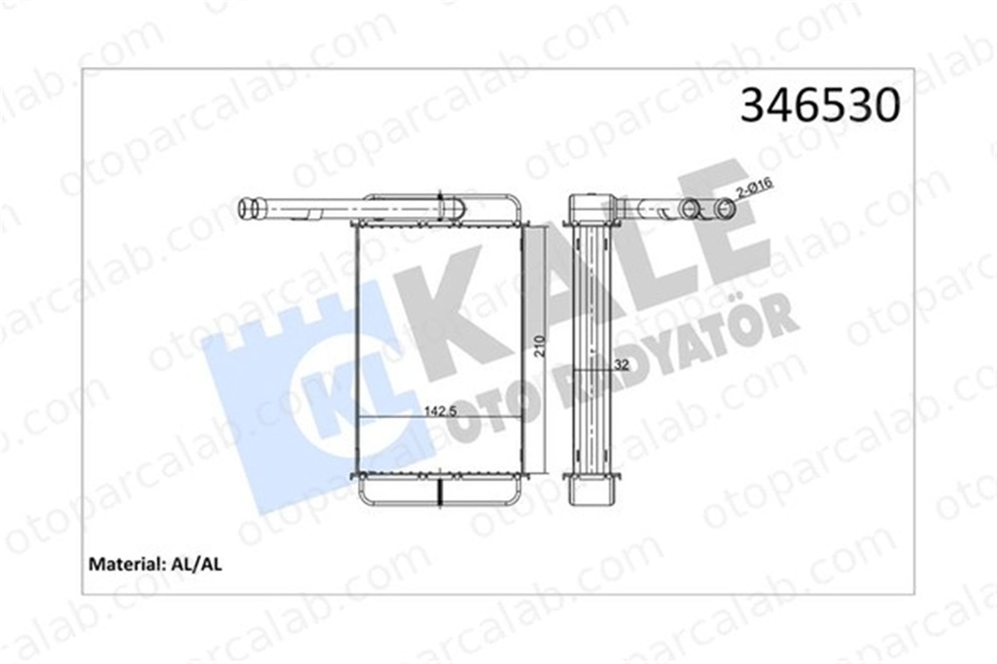 KALE 346530 Kalorifer Radyatörü FORD TRANSIT Minibüs/Otobüs TRANSIT Panelvan/Van 89VW18476BA 1628214