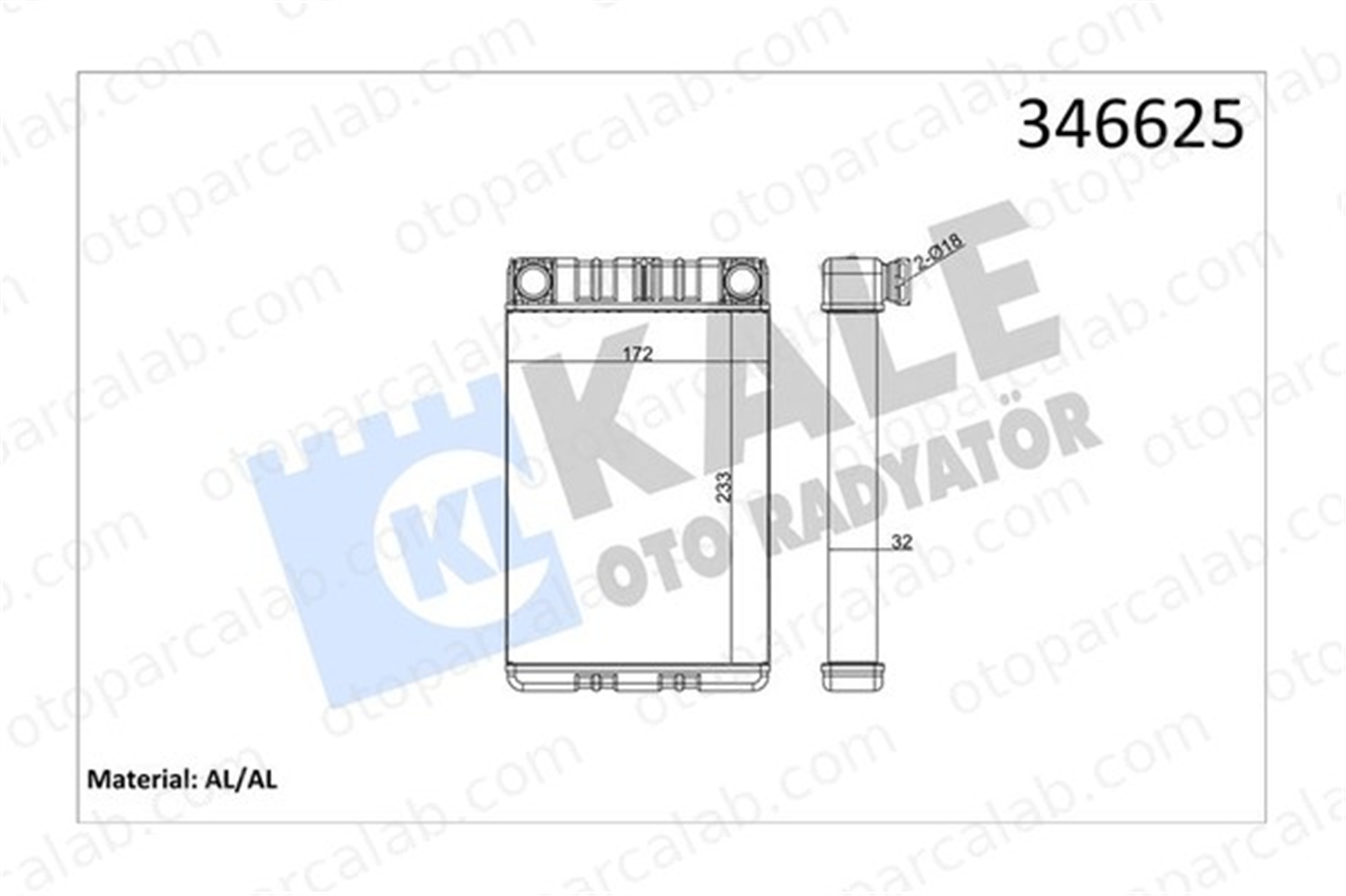 KALE 346625 Kalorifer Radyatörü MERCEDES-BENZ C-SERISI C-SERISI T-Model A2038300161 2038300161