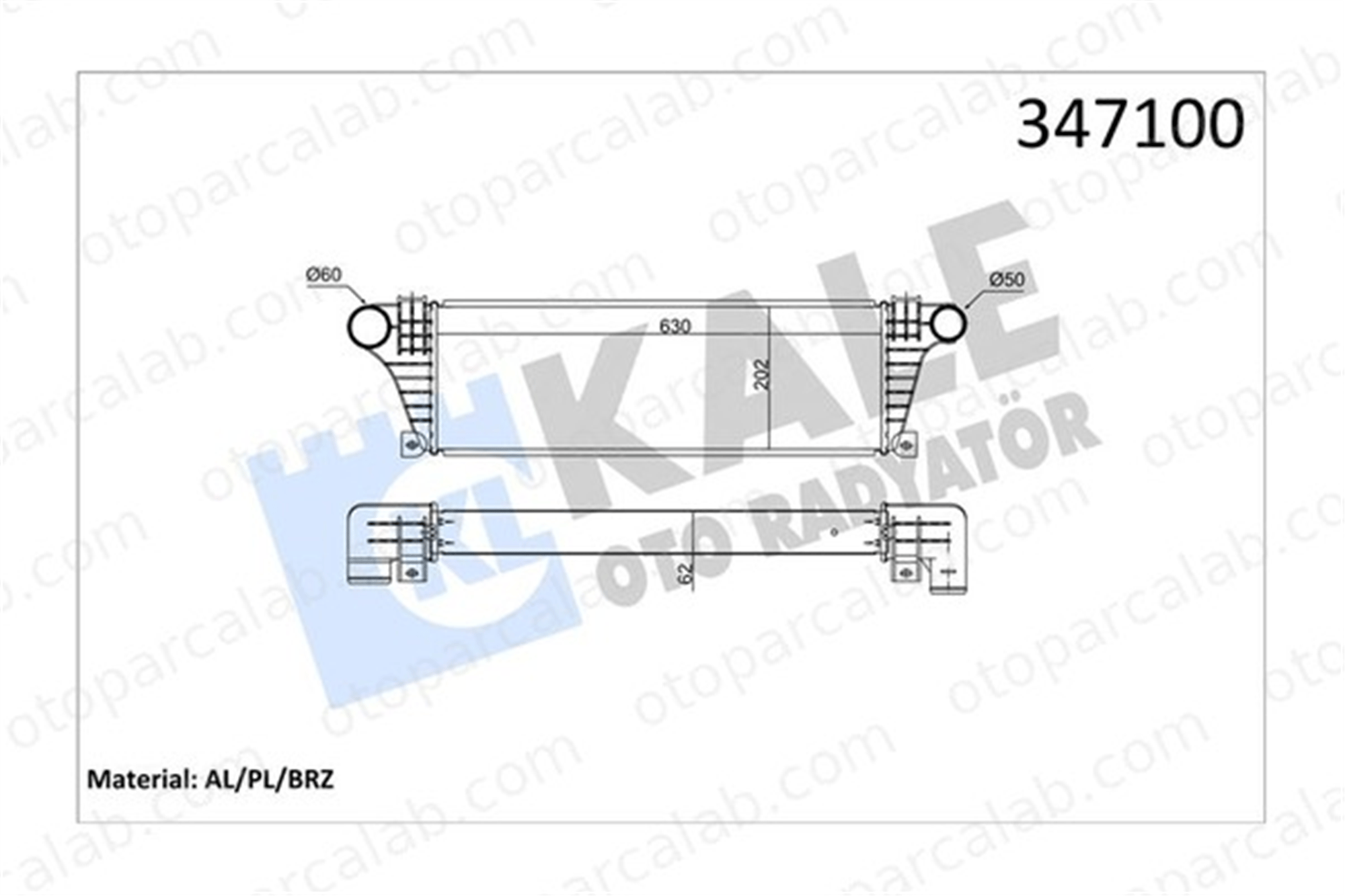 KALE 347100 Turbo Radyatörü IVECO DAILY II Panelvan/Van DAILY II Platform şasi 93822907