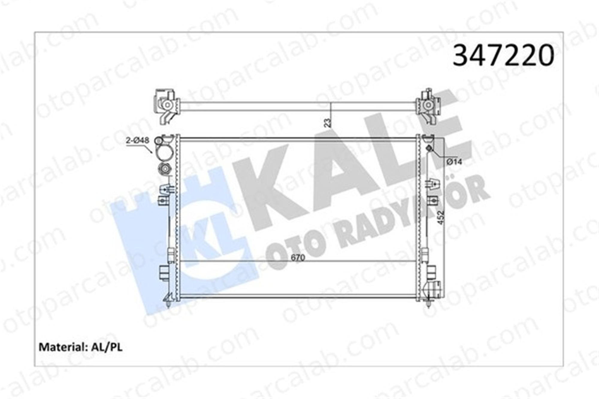KALE 347220 Su Radyatörü CITROËN EVASION MPV JUMPY 347220 1301P2
