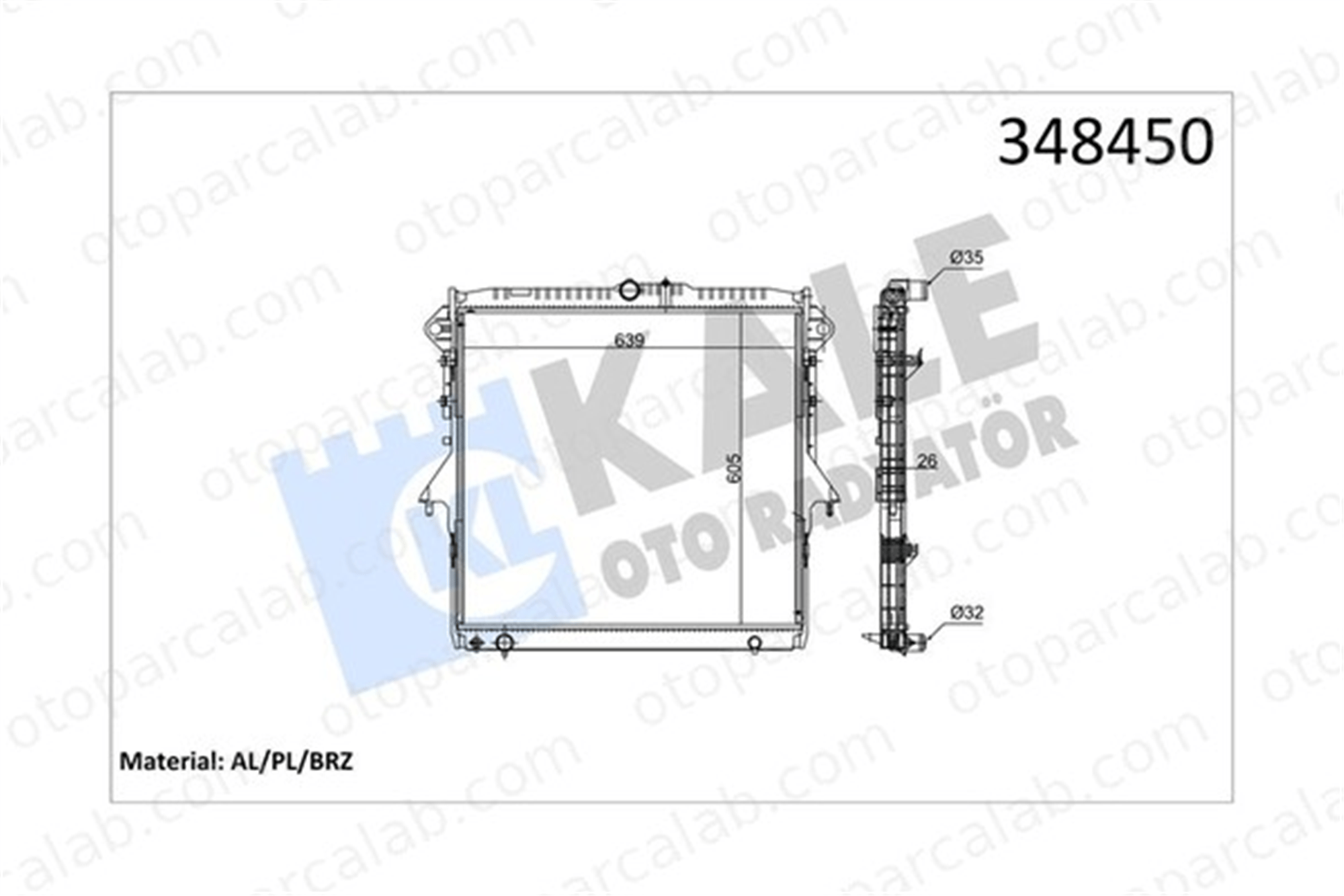 KALE 348450 Su Radyatörü FORD RANGER 348450 1726084