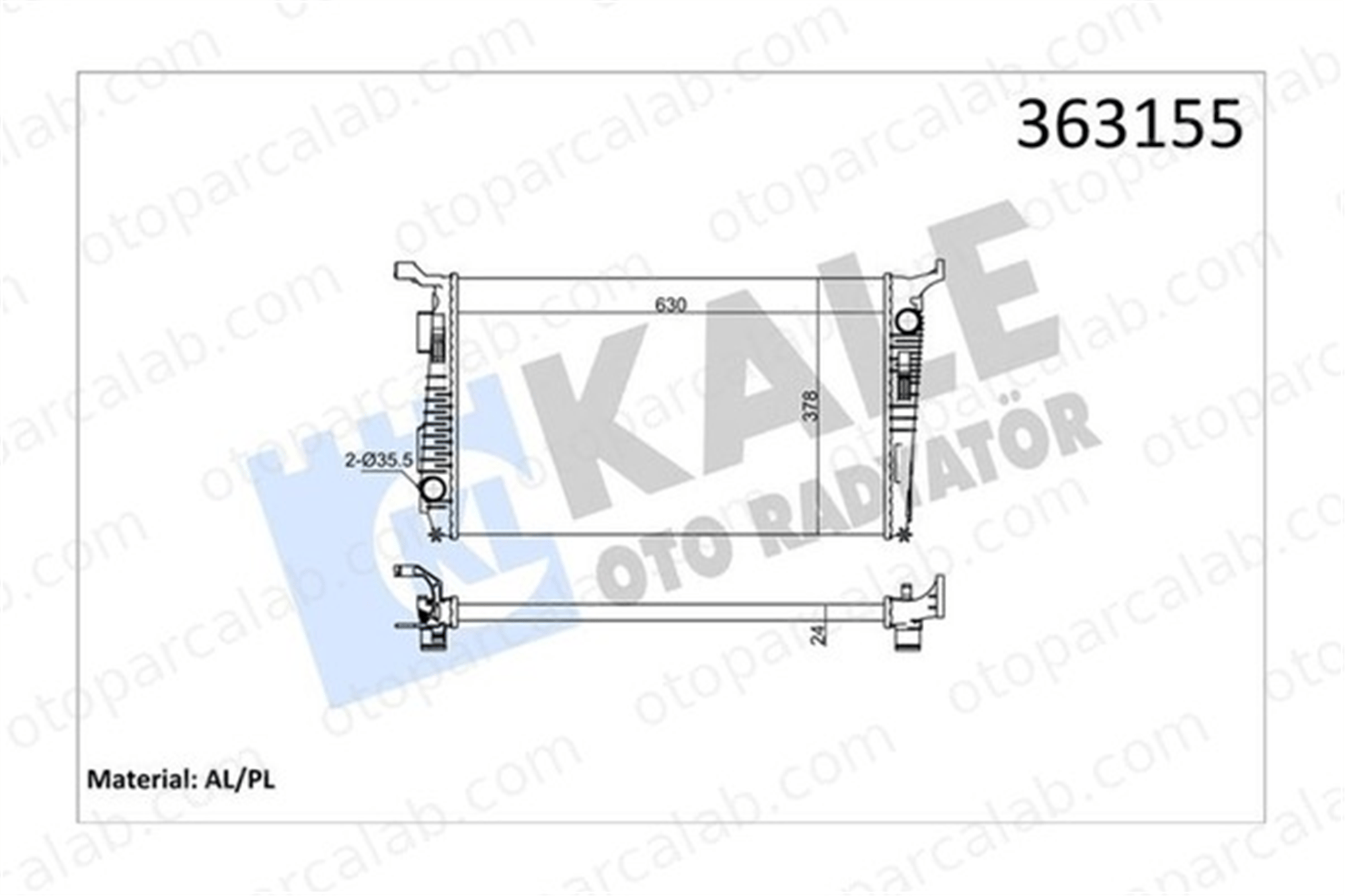 KALE 363155 Su Radyatörü DACIA DUSTER DUSTER Kasa/SUV 363155 214108807R