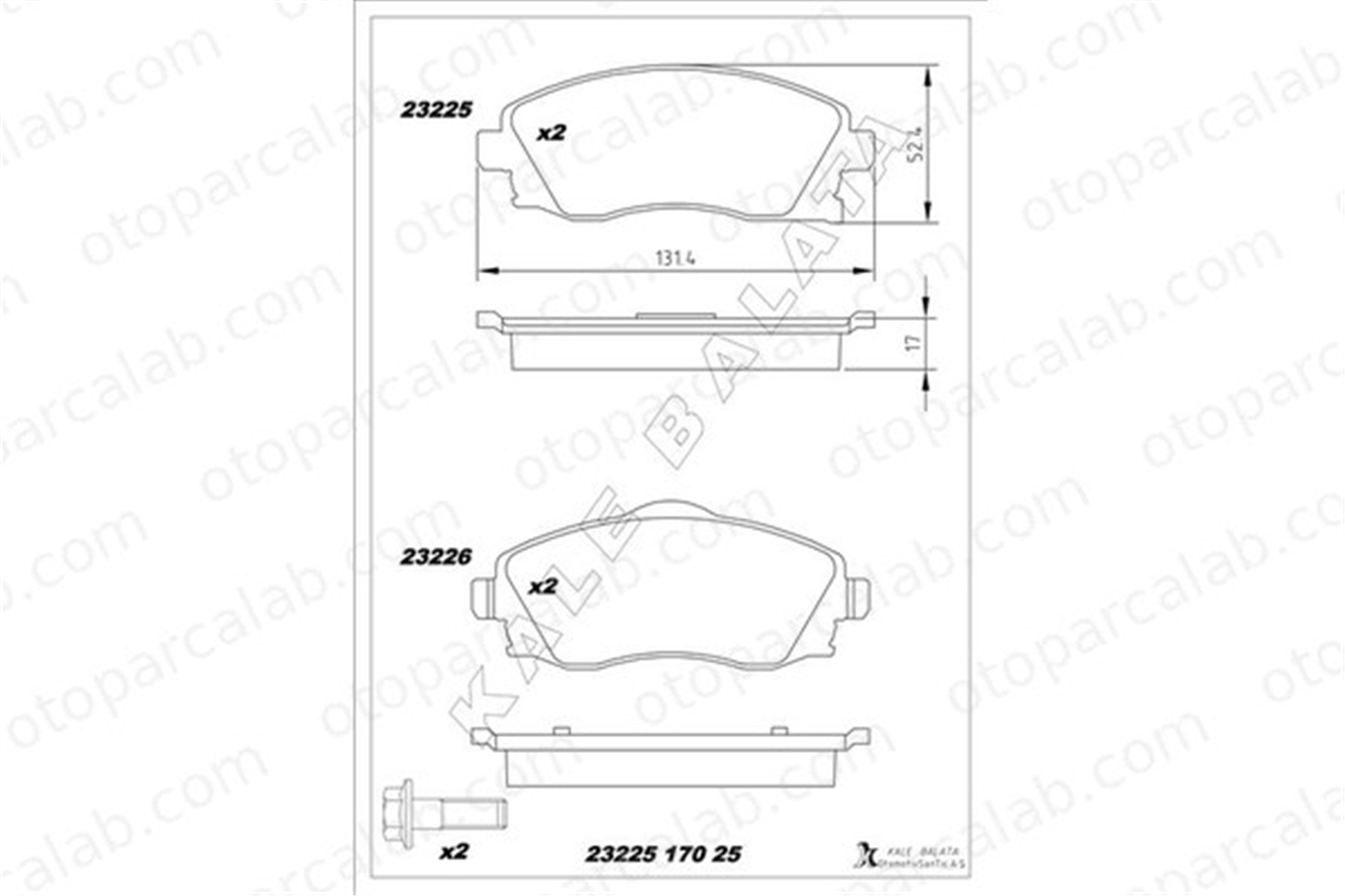 KALE BALATA 23225 170 25 ANS KD13 Fren Disk Balata Ön OPEL COMBO Kasa/büyük limuzin COMBO Tour 1605081 93176114