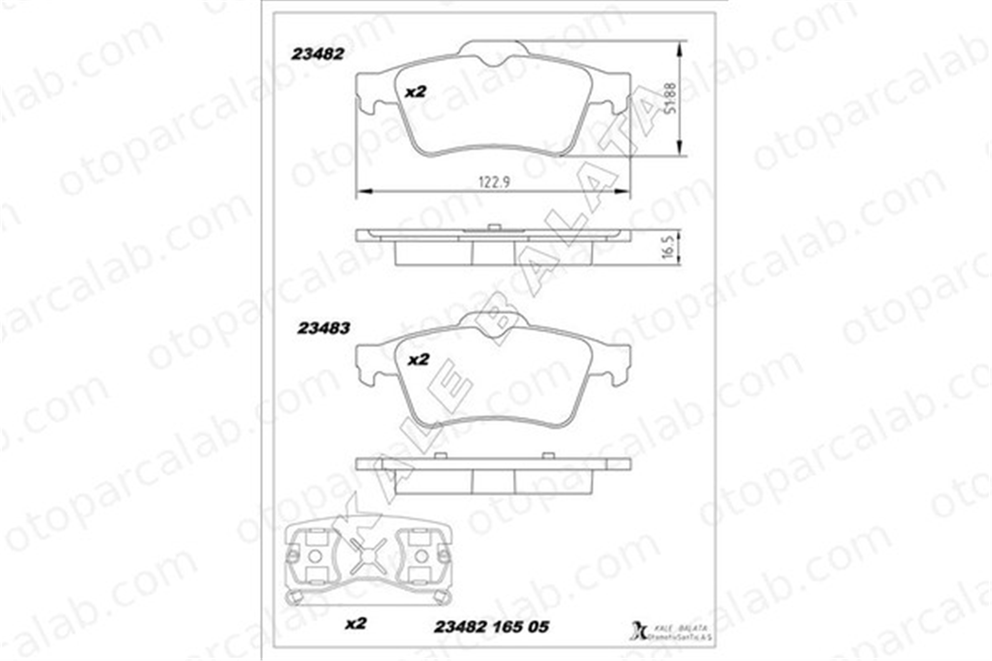 KALE BALATA 23482 165 05 ANS KD13 Fren Disk Balata Arka RENAULT LAGUNA II Grandtour LAGUNA II 7701206609 1605196