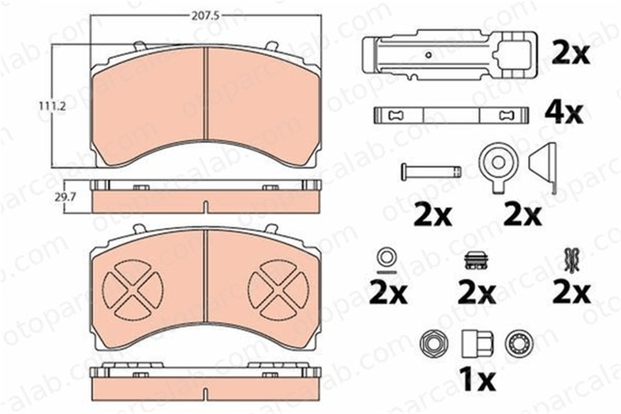 KALE BALATA 29244 298 35 Fren Disk Balata Arka MERCEDES-BENZ AROCS ACTROS MP4 / MP5 A0064201520 A0064205320WVA