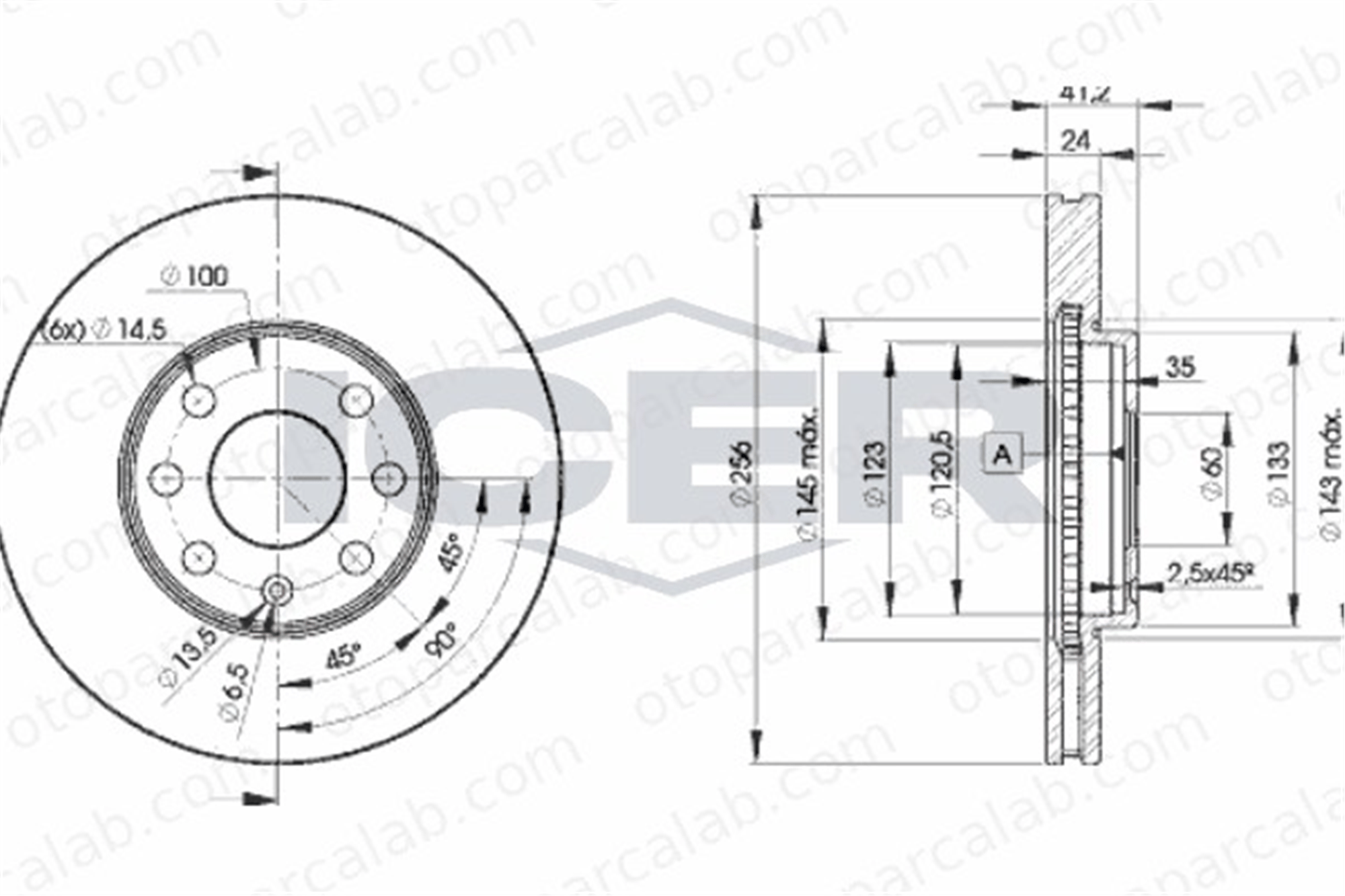 KALE BALATA TFD00057 Fren Disk Ayna Ön Sağ ve Sol OPEL ASTRA G Station wagon ASTRA G Sedan 569059 90497879