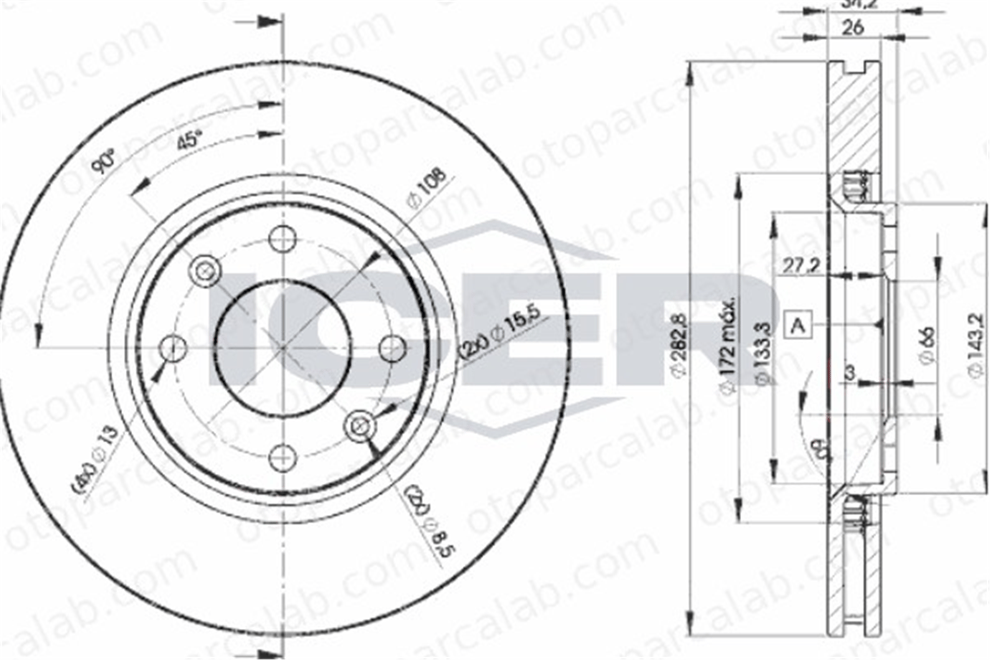 KALE BALATA TFD00071 Fren Disk Ayna Ön Sağ ve Sol PEUGEOT PARTNER Kasa/büyük limuzin CITROËN BERLINGO / BERLINGO FIRST MPV 4246W8 424617