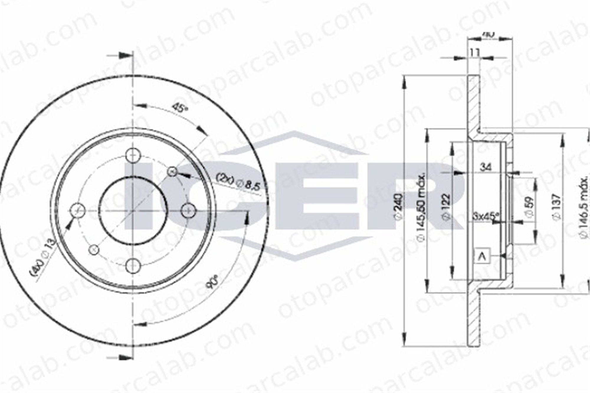 KALE BALATA TFD00074 Fren Disk Ayna Ön Sağ ve Sol FIAT TIPO TEMPRA S.W. 7663465 51885456