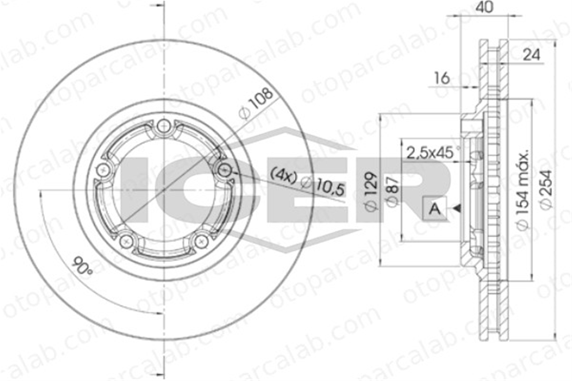 KALE BALATA TFD00152 Fren Disk Ayna Ön Sağ ve Sol HYUNDAI H-1 / STAREX Minibüs/Otobüs H-1 Panelvan/Van 581294A000 581294A100