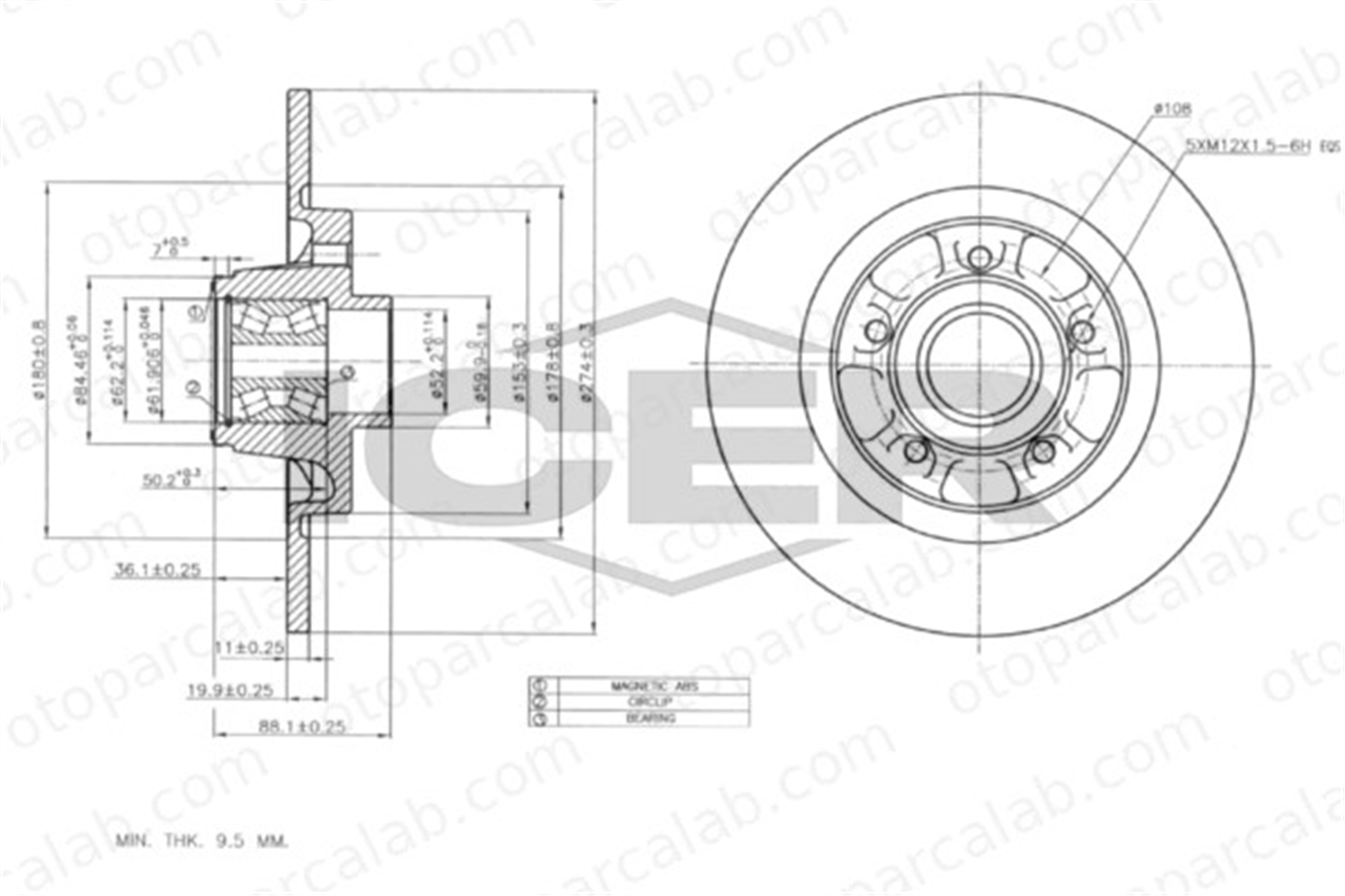 KALE BALATA TFD00153 R Fren Disk Ayna Arka Sağ ve Sol RENAULT KANGOO / GRAND KANGOO II KANGOO Express 8200381148 A4154200102