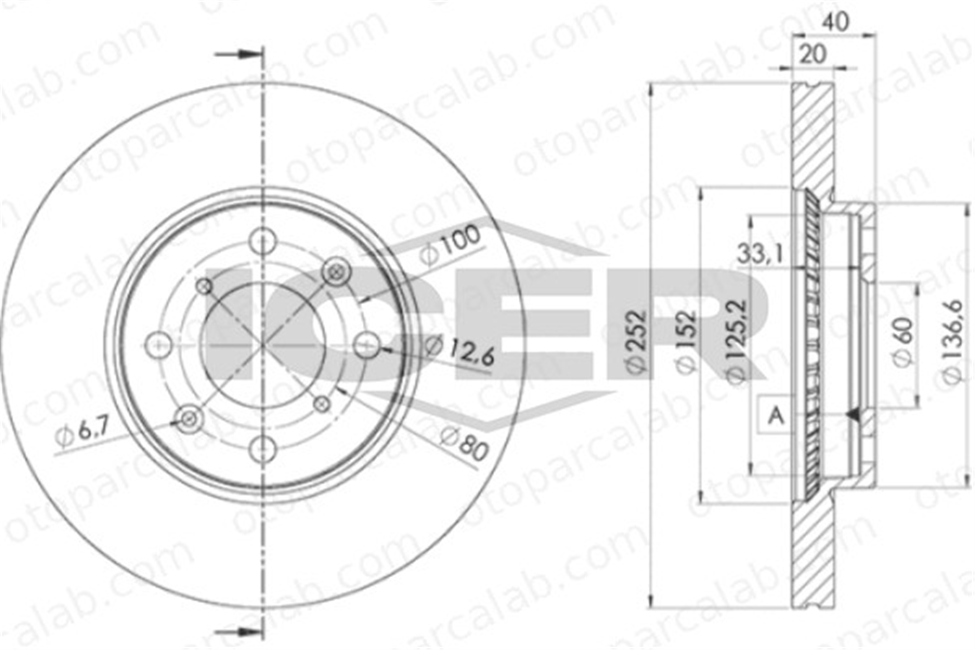 KALE BALATA TFD00208 Fren Disk Ayna Ön Sağ ve Sol OPEL AGILA SUZUKI SWIFT III 4708241 93192978