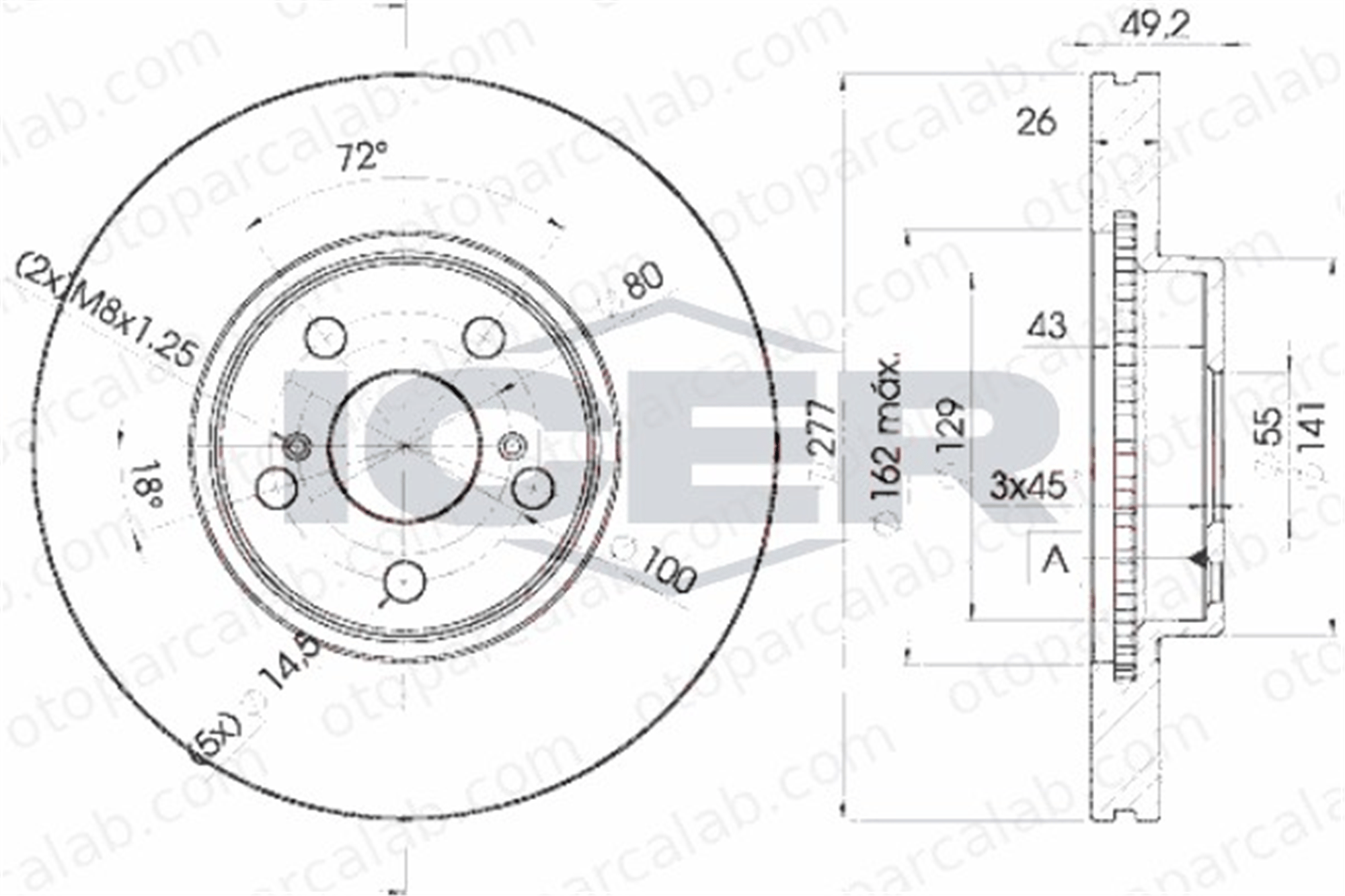 KALE BALATA TFD00220 Fren Disk Ayna Ön Sağ ve Sol TOYOTA AVENSIS AVENSIS Sedan 4351205040