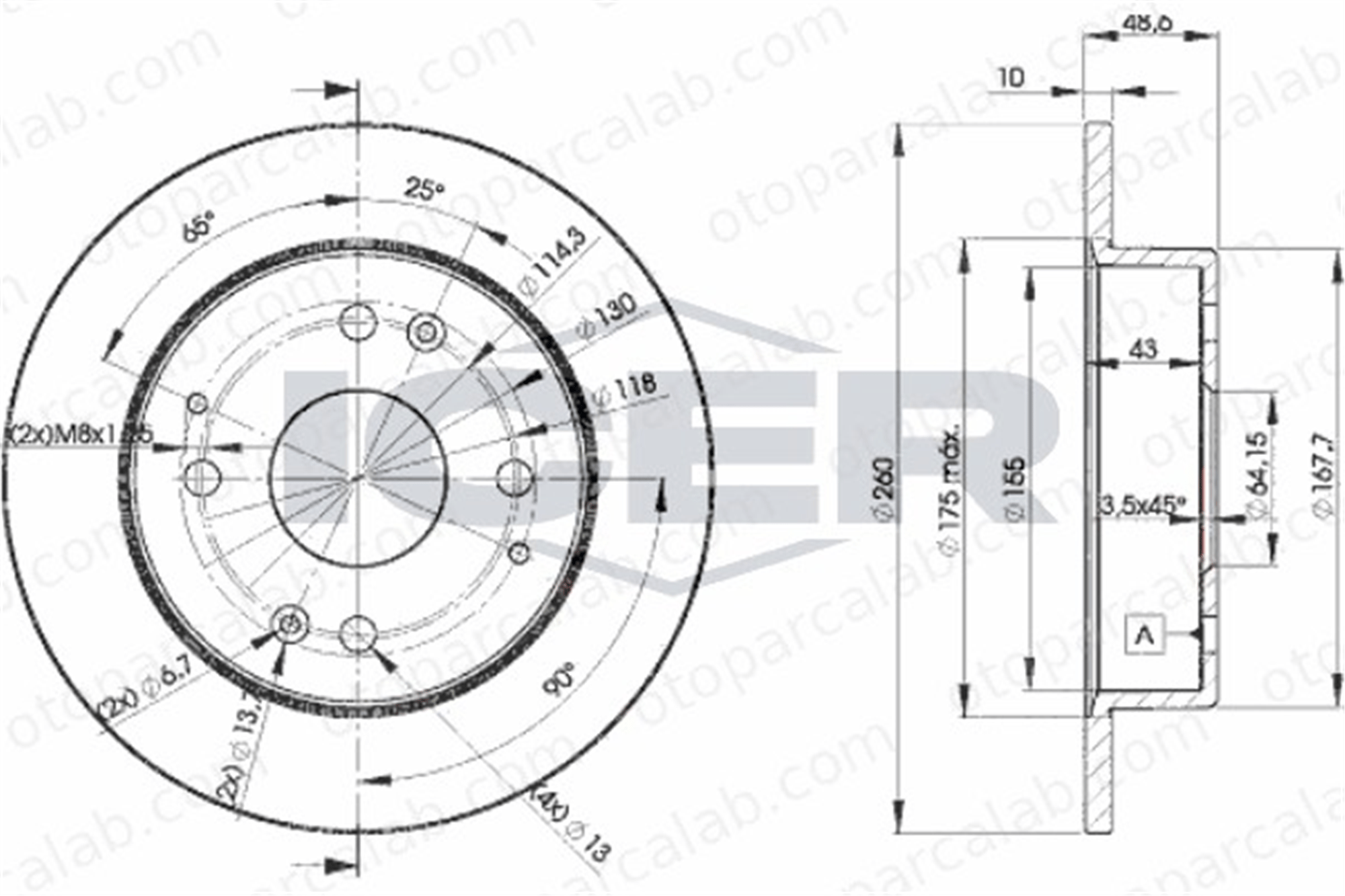 KALE BALATA TFD00300 Fren Disk Ayna Arka Sağ ve Sol HONDA ACCORD V ROVER 600 I 42510SM4950 42510SMA950