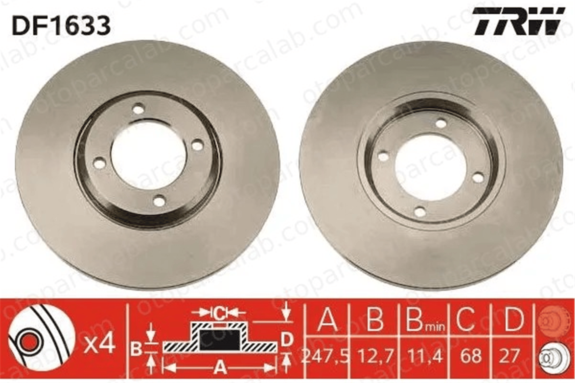KALE BALATA TFD00340 Fren Disk Ayna Ön Sağ ve Sol FORD TAUNUS TAUNUS Turnier 1473814 1416607