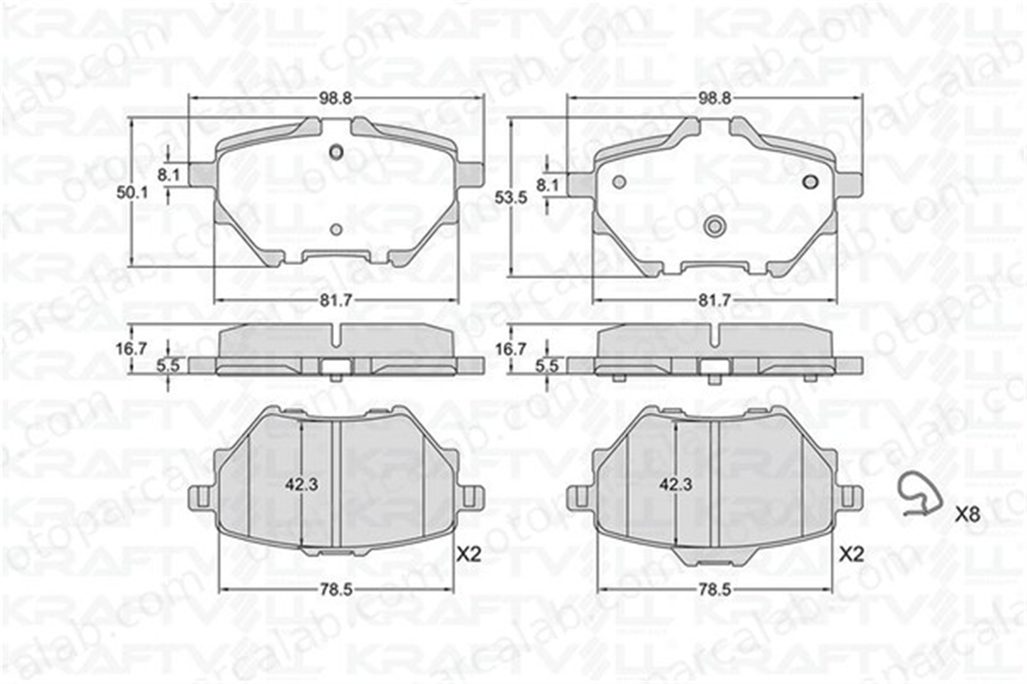 KRAFTVOLL 07010284 Fren Disk Balata Arka PEUGEOT 308 SW II 308 II 1609000680 1678167980