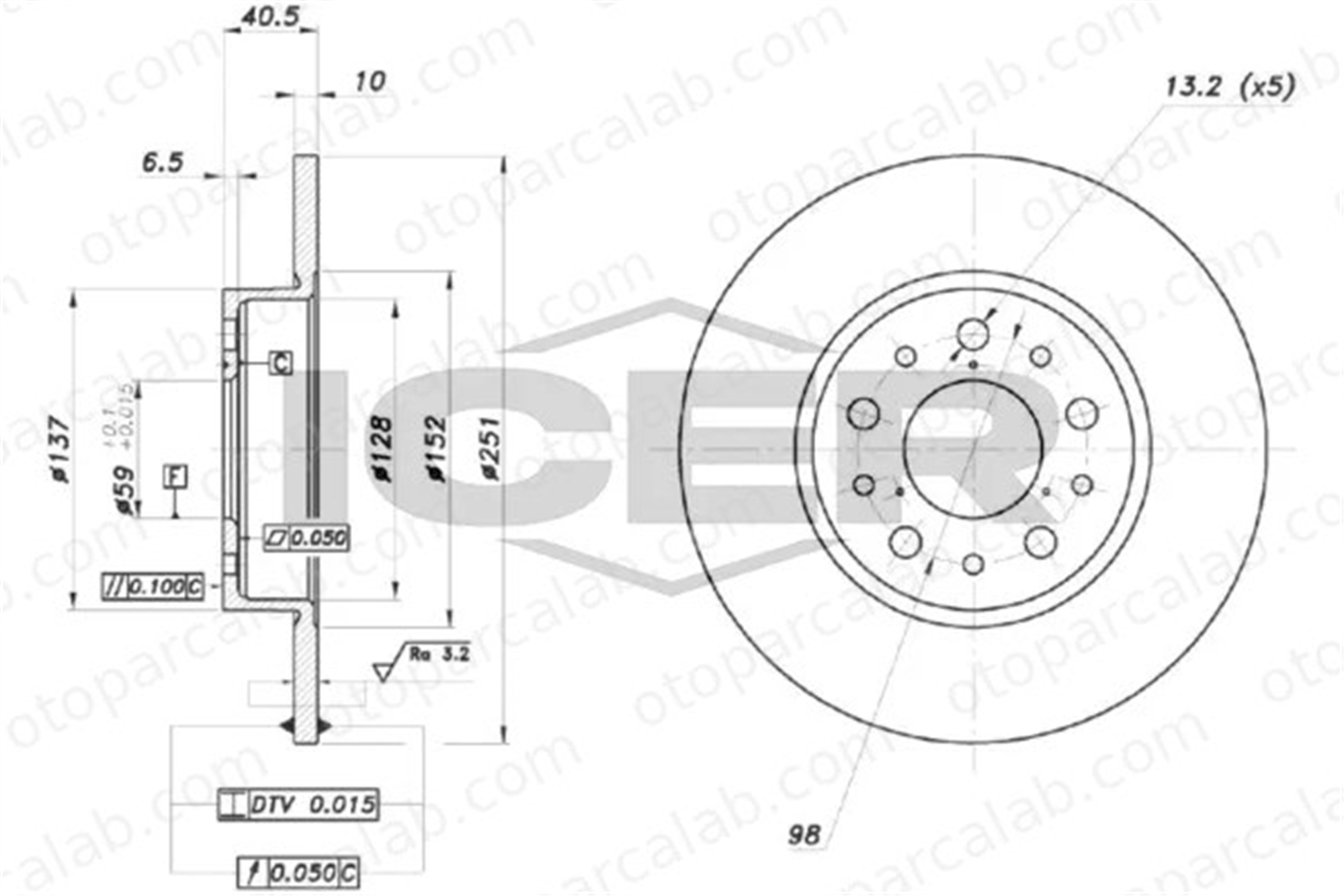 KRAFTVOLL 07040946 Fren Disk Ayna Arka Sağ ve Sol FIAT 500L TIPO Hatchback 51885409 51808471