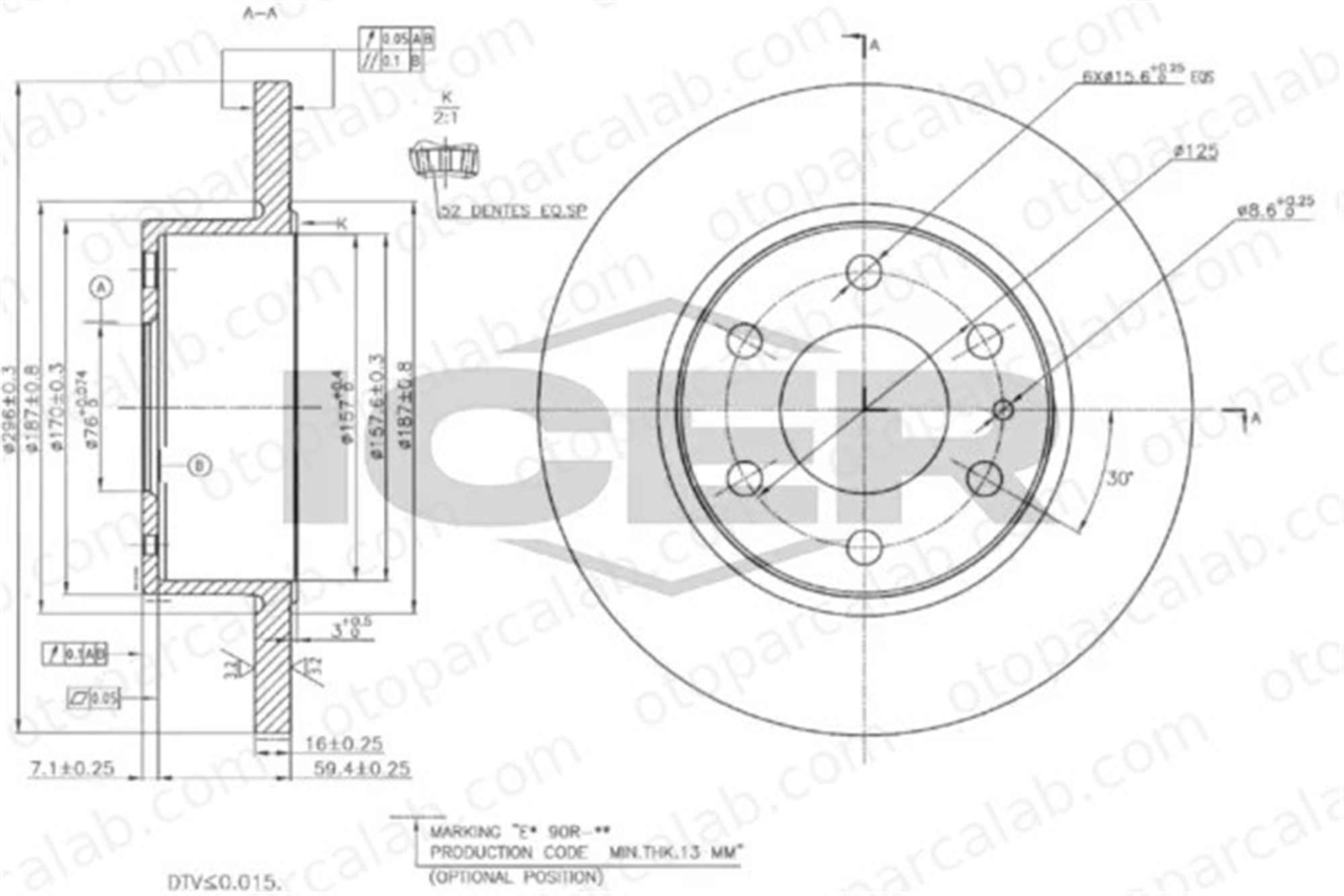 KRAFTVOLL 07040956 Fren Disk Ayna Arka Sağ ve Sol IVECO DAILY IV Platform şasi DAILY IV Panelvan/Van 2996027 46393181