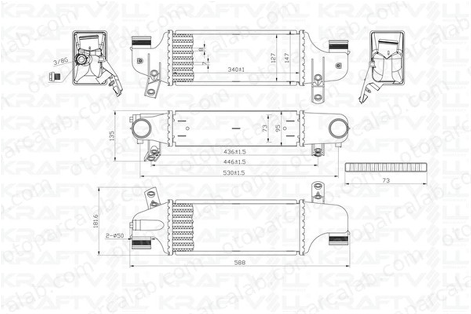 KRAFTVOLL 08030025 Turbo Radyatörü FORD TOURNEO CONNECT TRANSIT CONNECT 2T1Q9L440AB 4548369