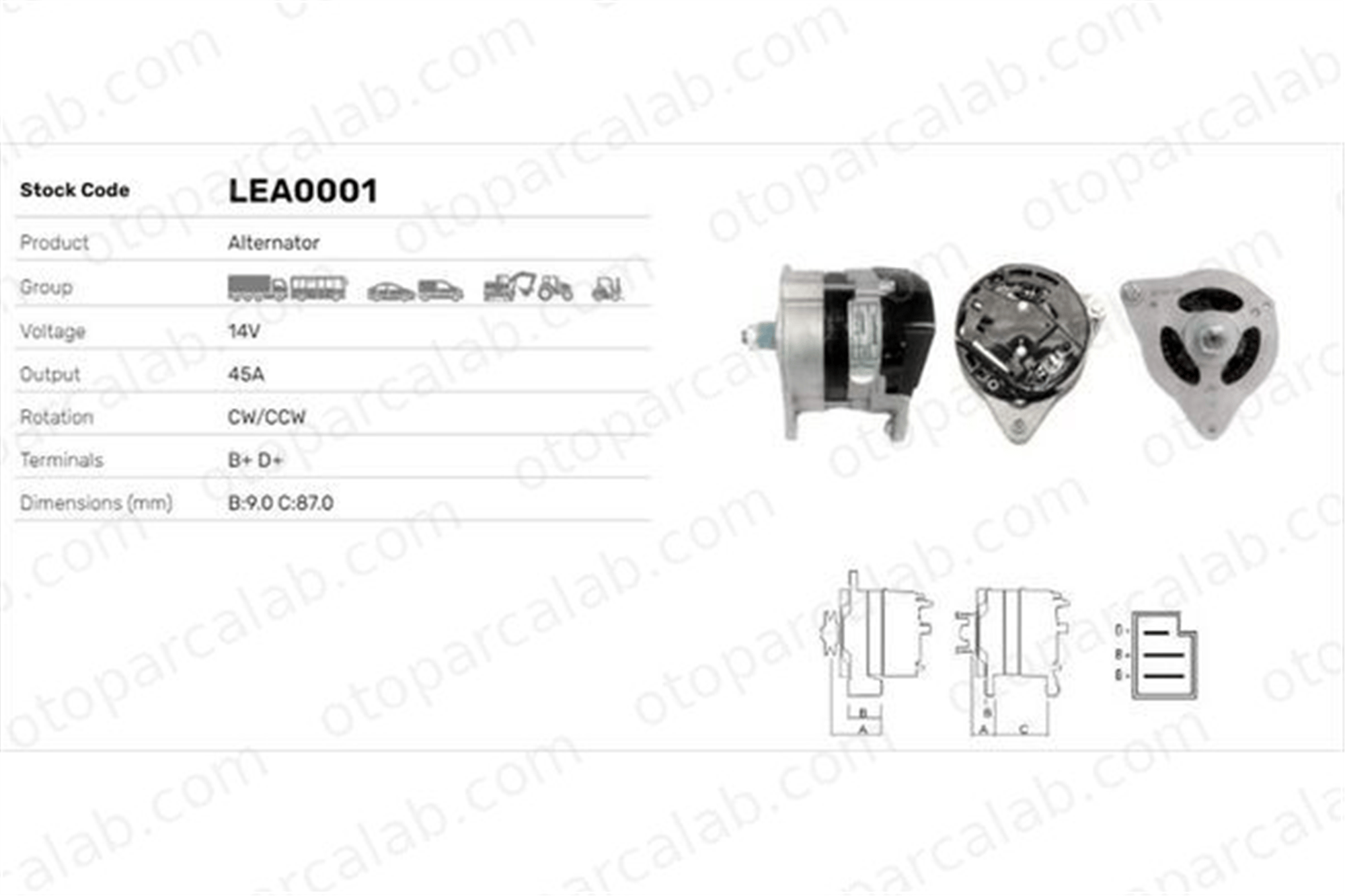 LUCAS ELEKTRIK LEA0001 Alternatör AUSTIN METRO I Fastback FORD ESCORT I LEA0001 1504563