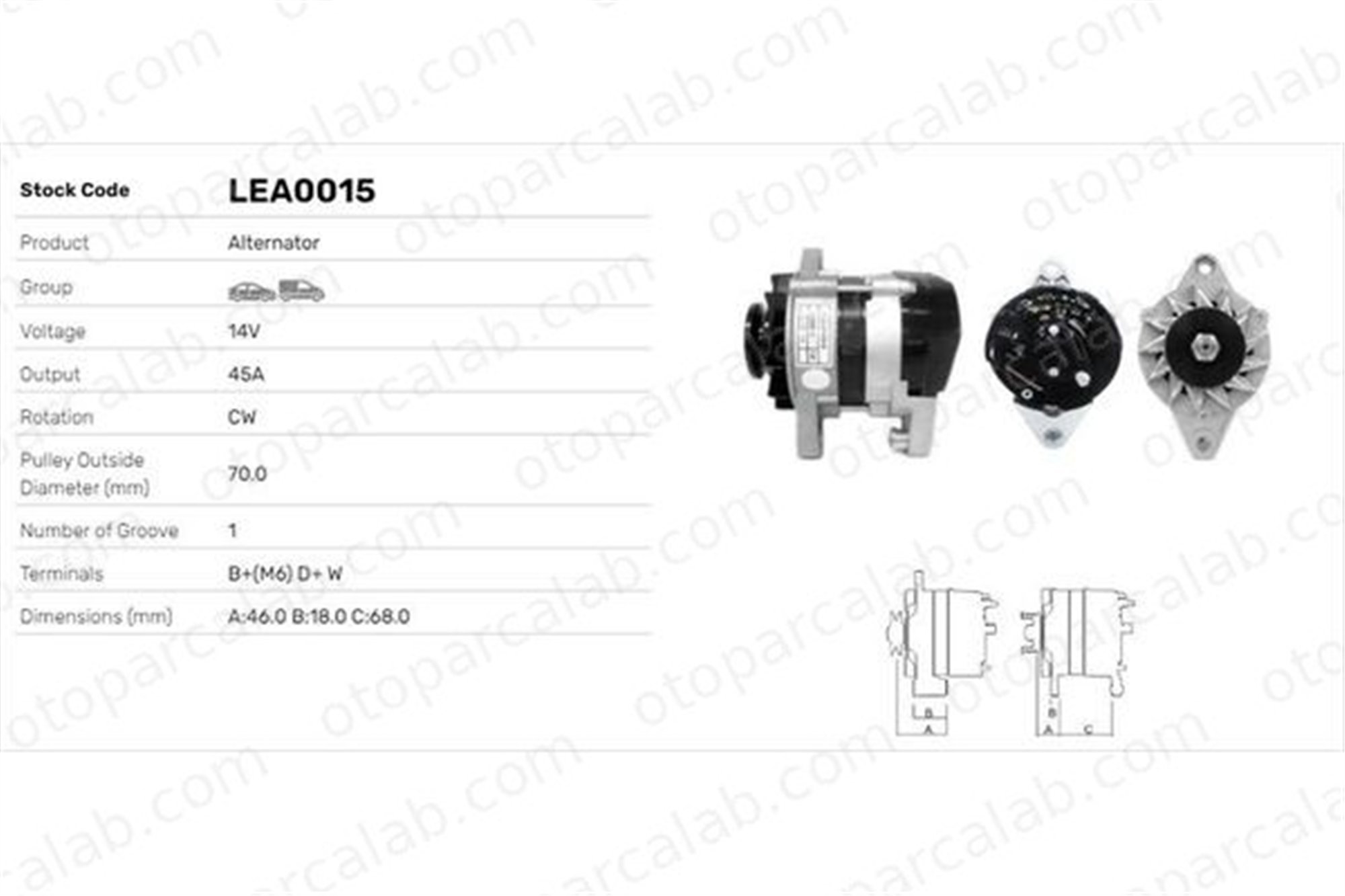 LUCAS ELEKTRIK LEA0015 Alternatör FIAT 131 132 LEA0015 AT050600108