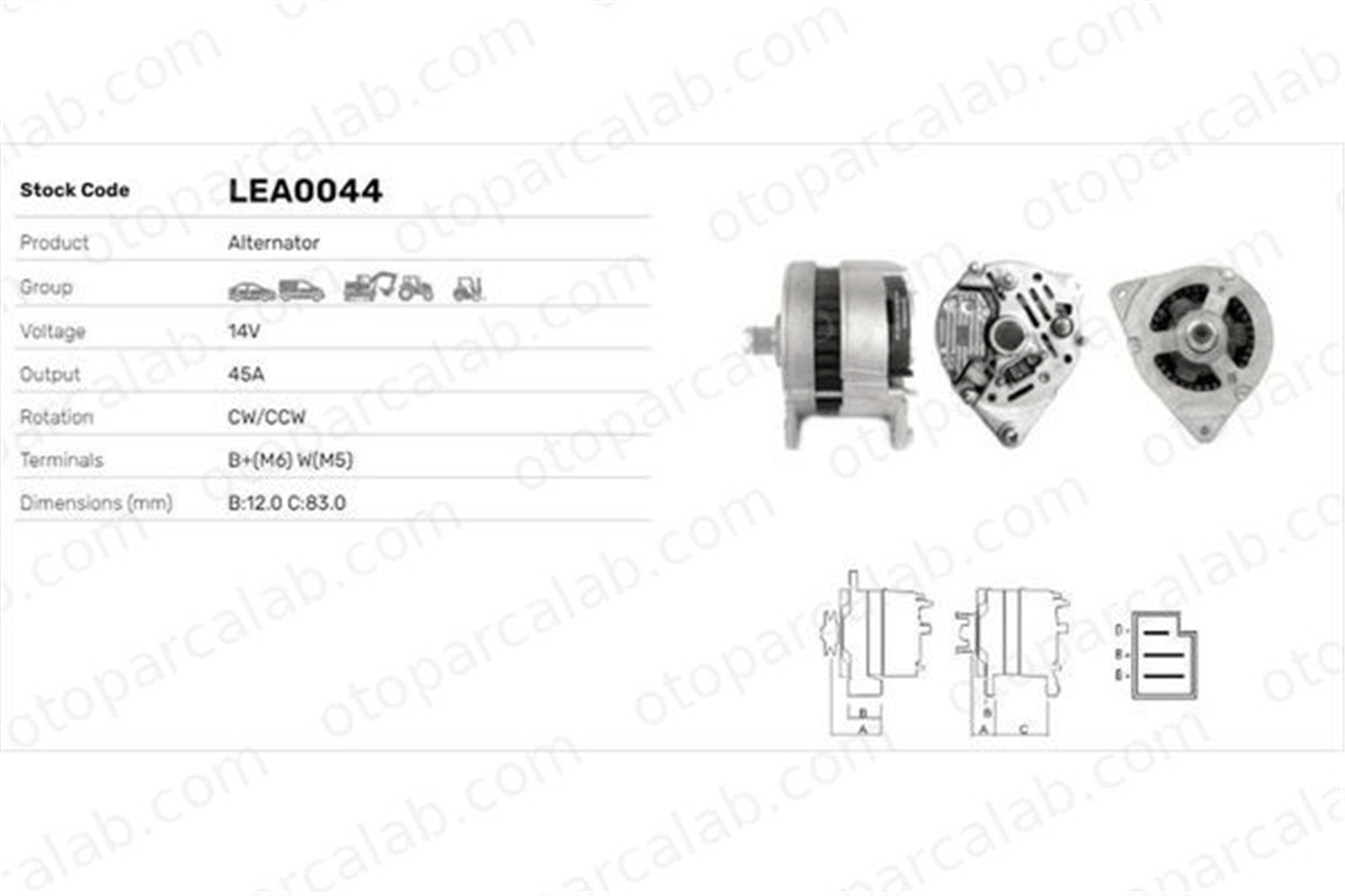 LUCAS ELEKTRIK LEA0044 Alternatör FORD CAPRI I ROVER MINI Hatchback LEA0044 92293C1