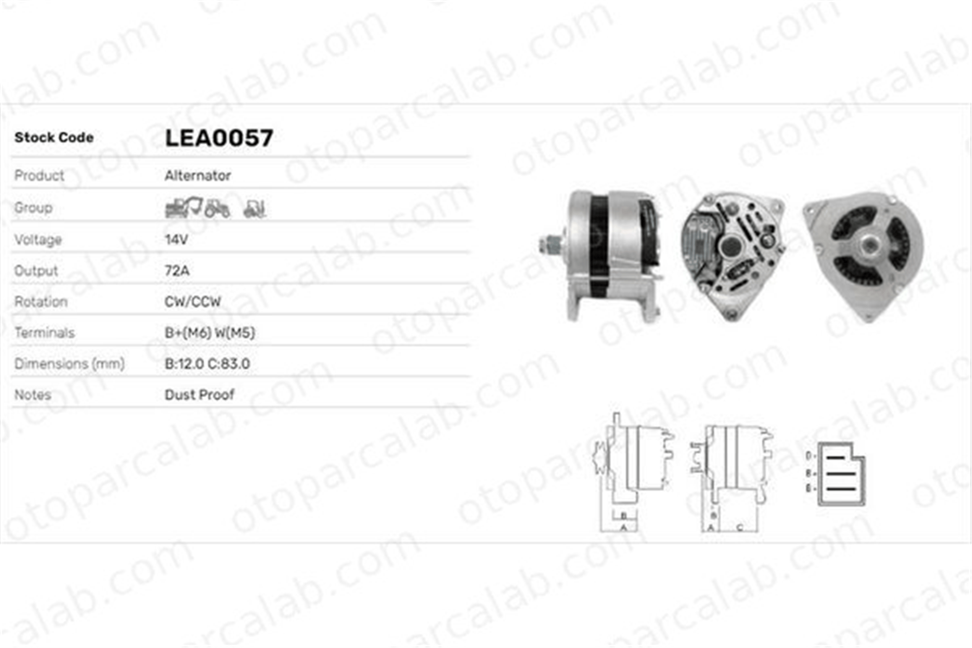 LUCAS ELEKTRIK LEA0057 Alternatör FORD FIESTA III ESCORT IV LEA0057 71426100