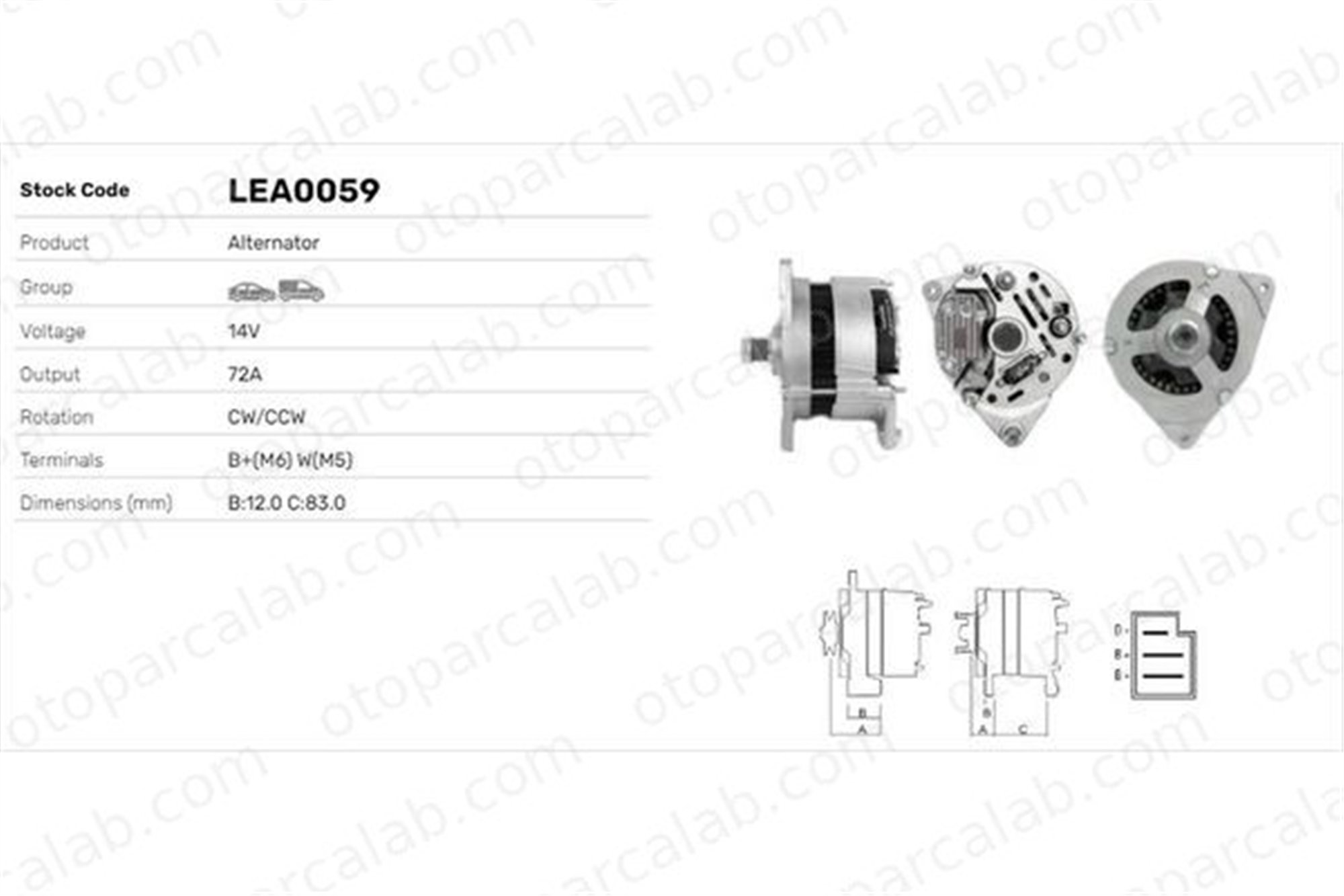 LUCAS ELEKTRIK LEA0059 Alternatör FORD FIESTA II TRANSIT Minibüs/Otobüs LEA0059 AUU1117