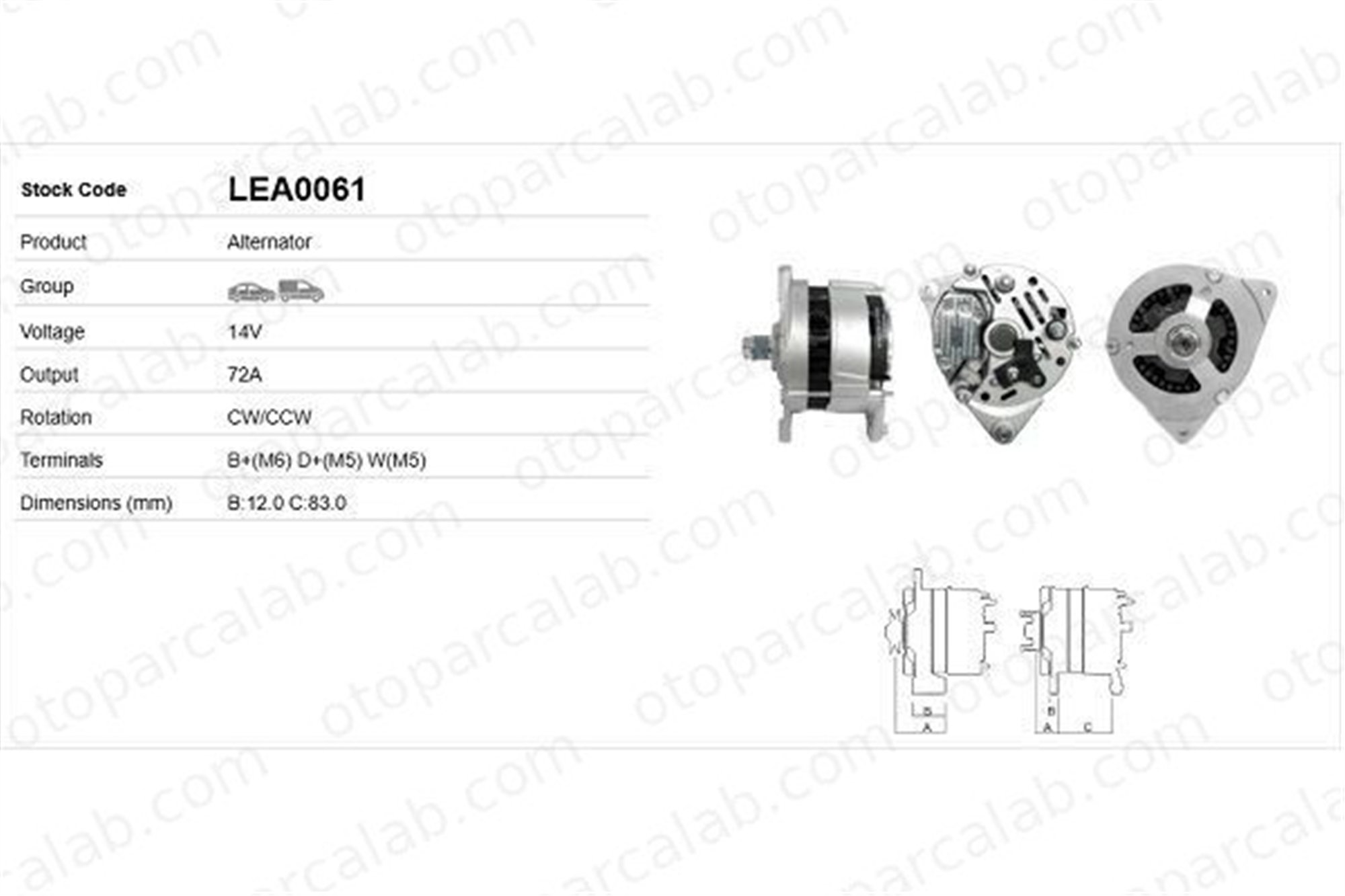 LUCAS ELEKTRIK LEA0061 Alternatör FORD ESCORT IV ORION II LEA0061 YLE10088