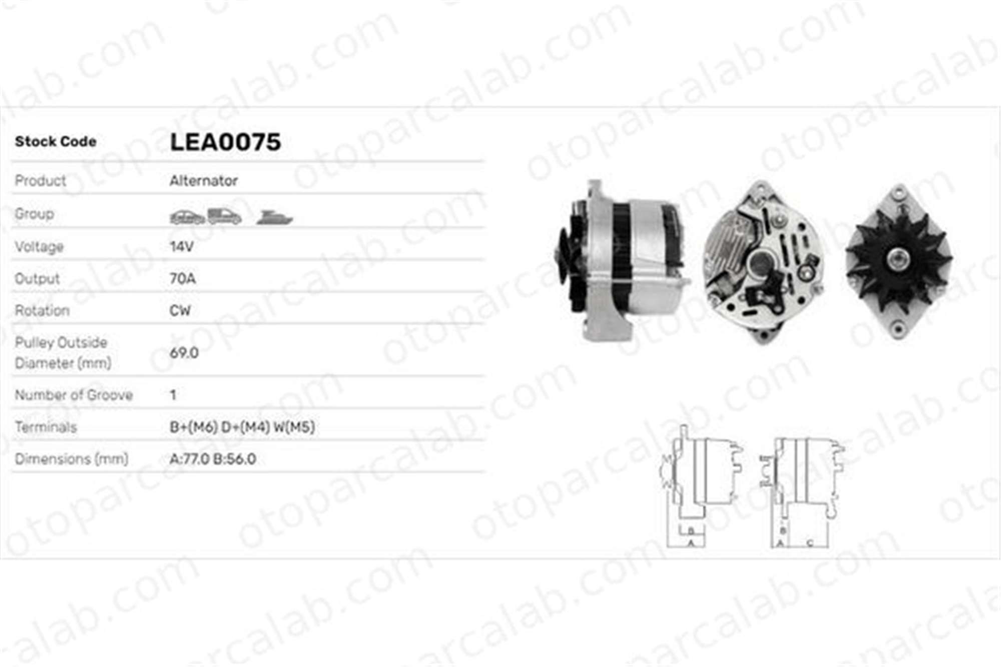 LUCAS ELEKTRIK LEA0075 Alternatör OPEL CORSA A Hatchback KADETT E LEA0075 1204041