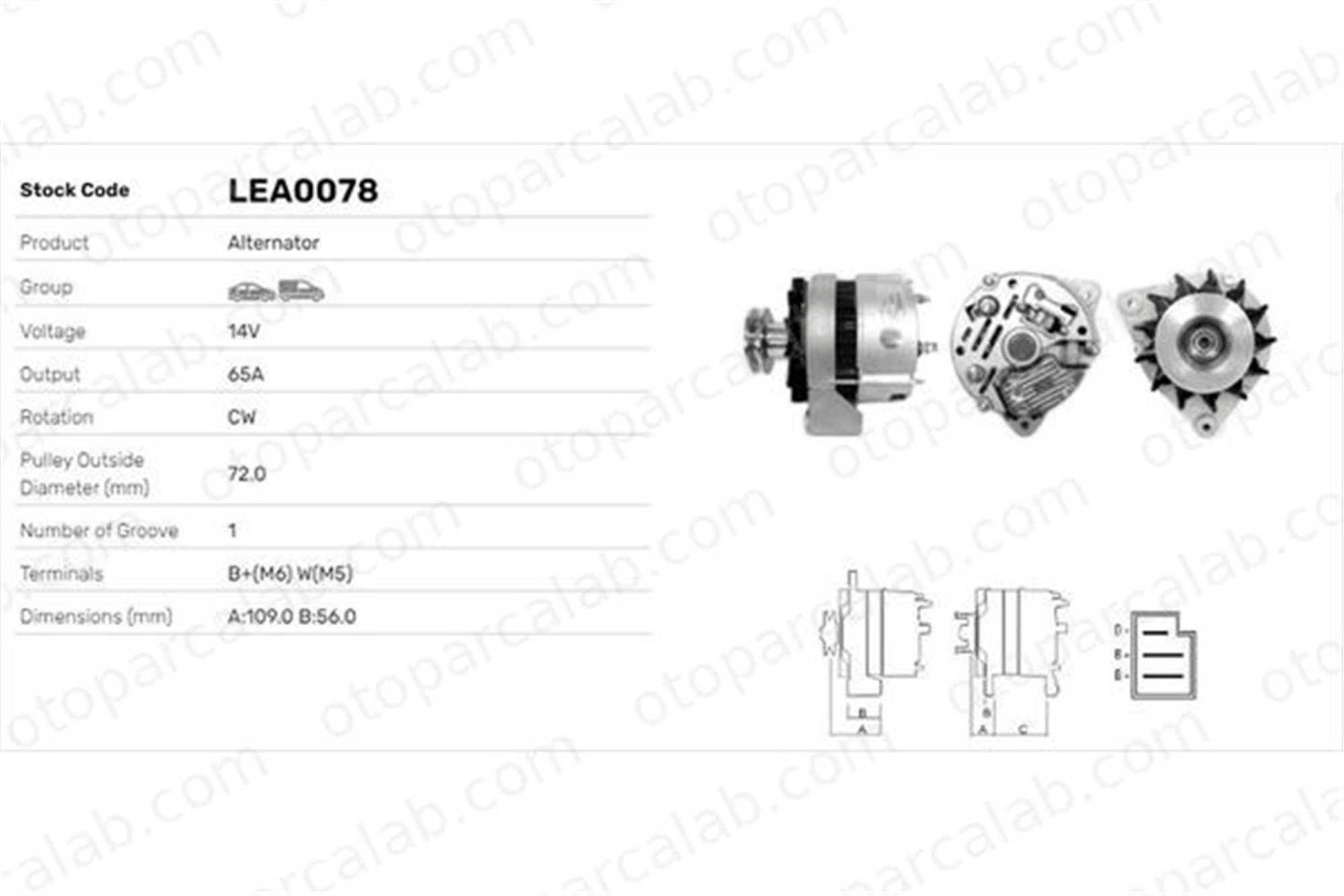 LUCAS ELEKTRIK LEA0078 Alternatör VW SCIROCCO PASSAT B1 Variant LEA0078 93150026