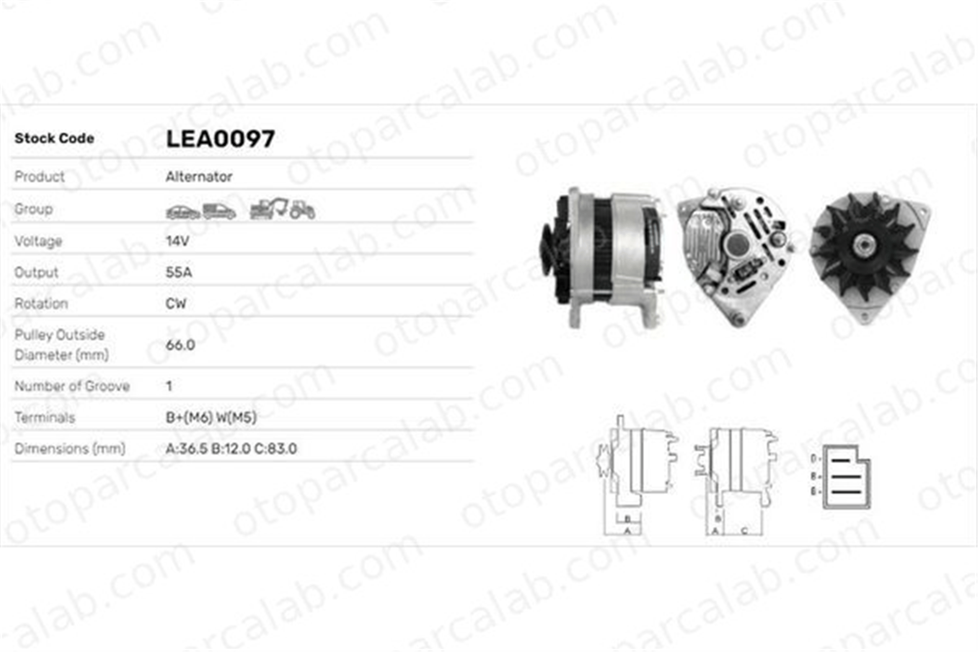 LUCAS ELEKTRIK LEA0097 Alternatör FORD TAUNUS CAPRI I LEA0097 1553520