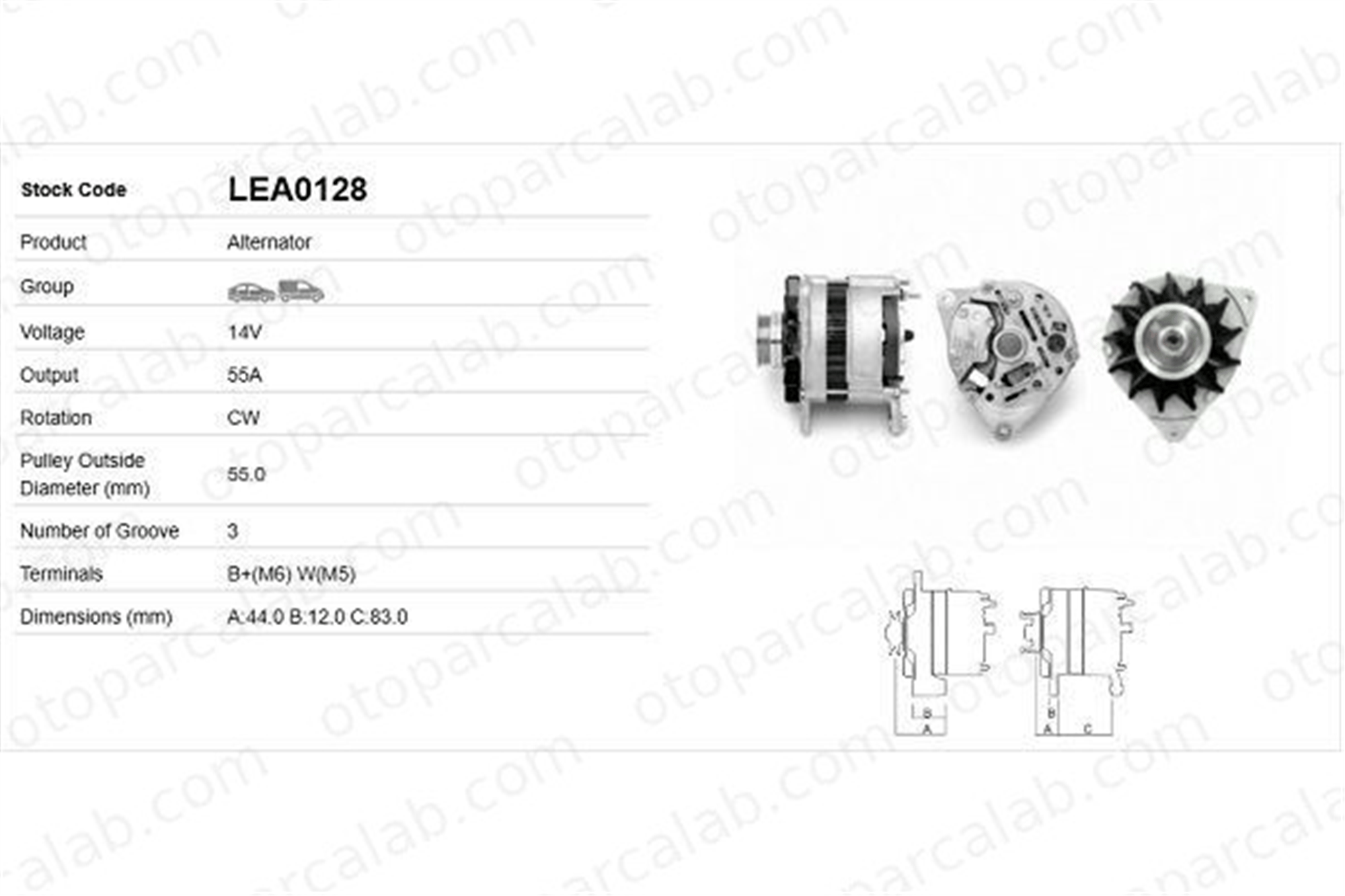 LUCAS ELEKTRIK LEA0128 Alternatör FORD FIESTA II FIESTA III LEA0128 5022265