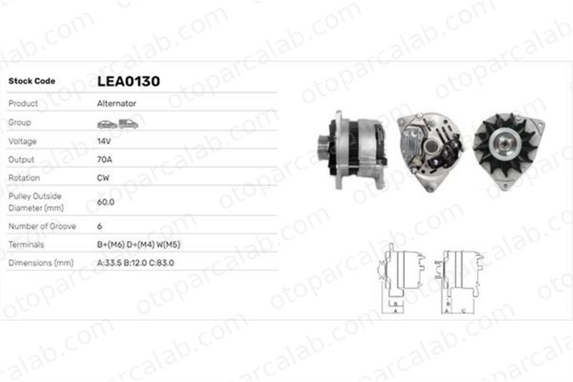 LUCAS ELEKTRIK LEA0130 Alternatör FORD ESCORT IV ESCORT V LEA0130 1659058
