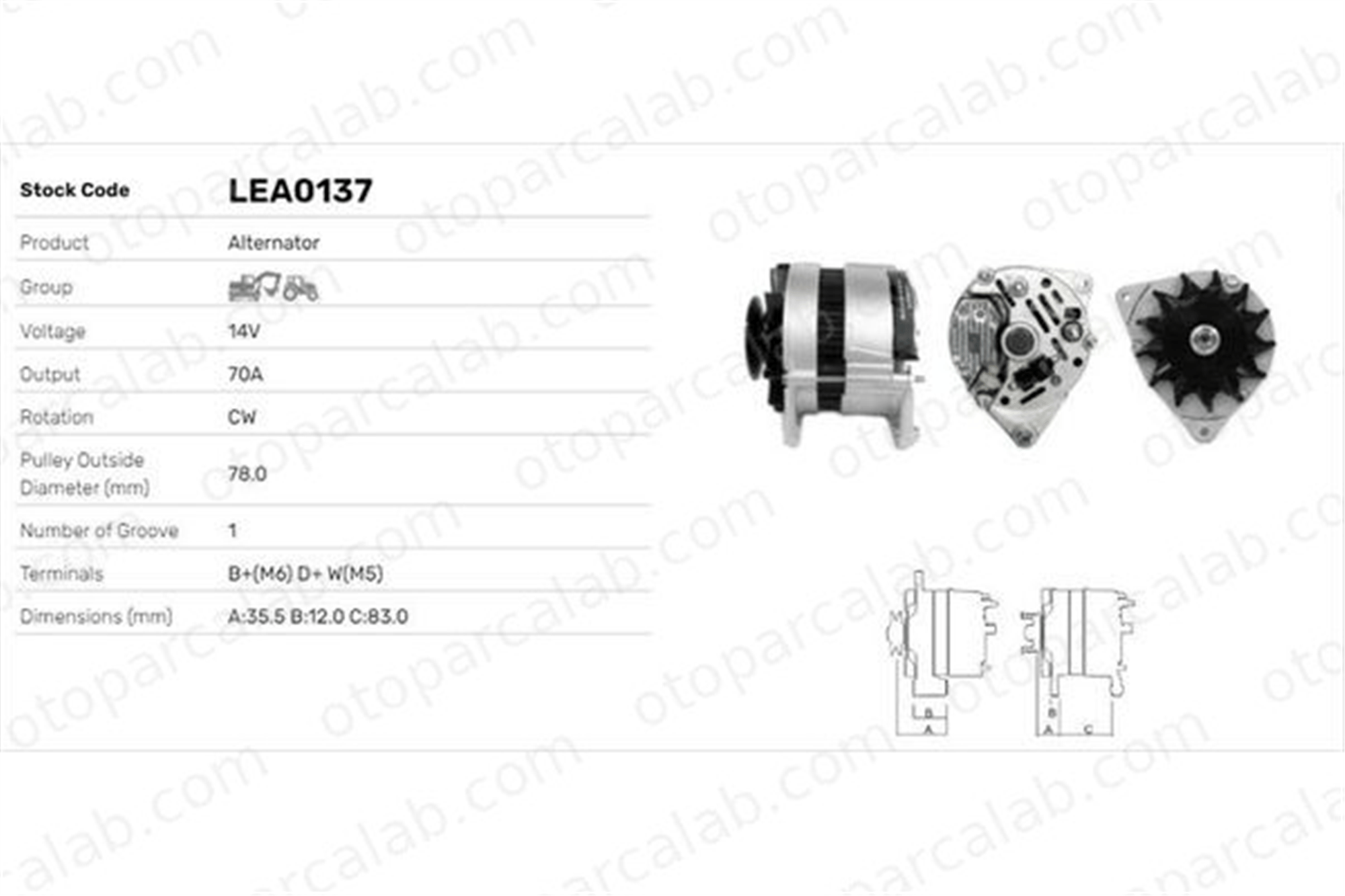 LUCAS ELEKTRIK LEA0137 Alternatör ROVER 800 Coupe 800 Hatchback LEA0137 87800219