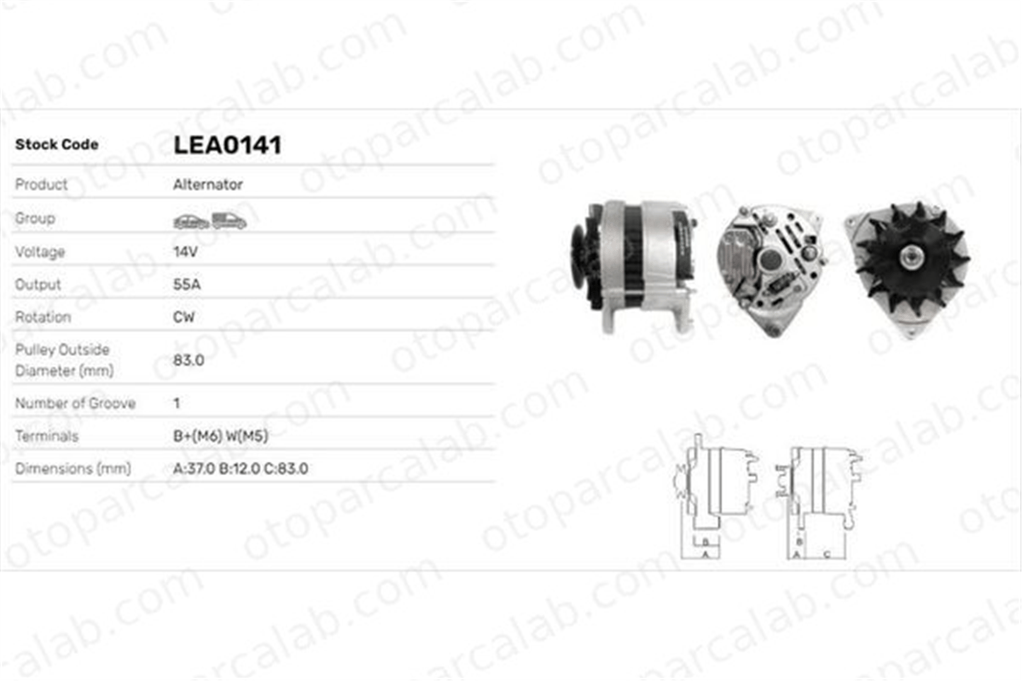LUCAS ELEKTRIK LEA0141 Alternatör FORD GRANADA II ESCORT IV LEA0141 5023521
