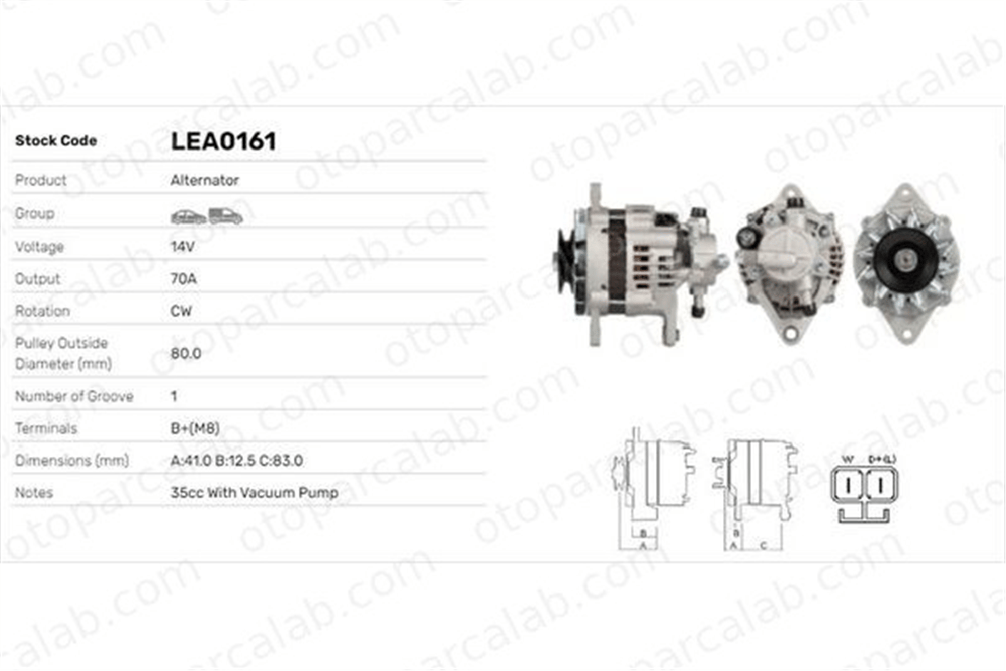 LUCAS ELEKTRIK LEA0161 Alternatör OPEL ASTRA F Kombi van ASTRA F Station wagon LEA0161 97241021