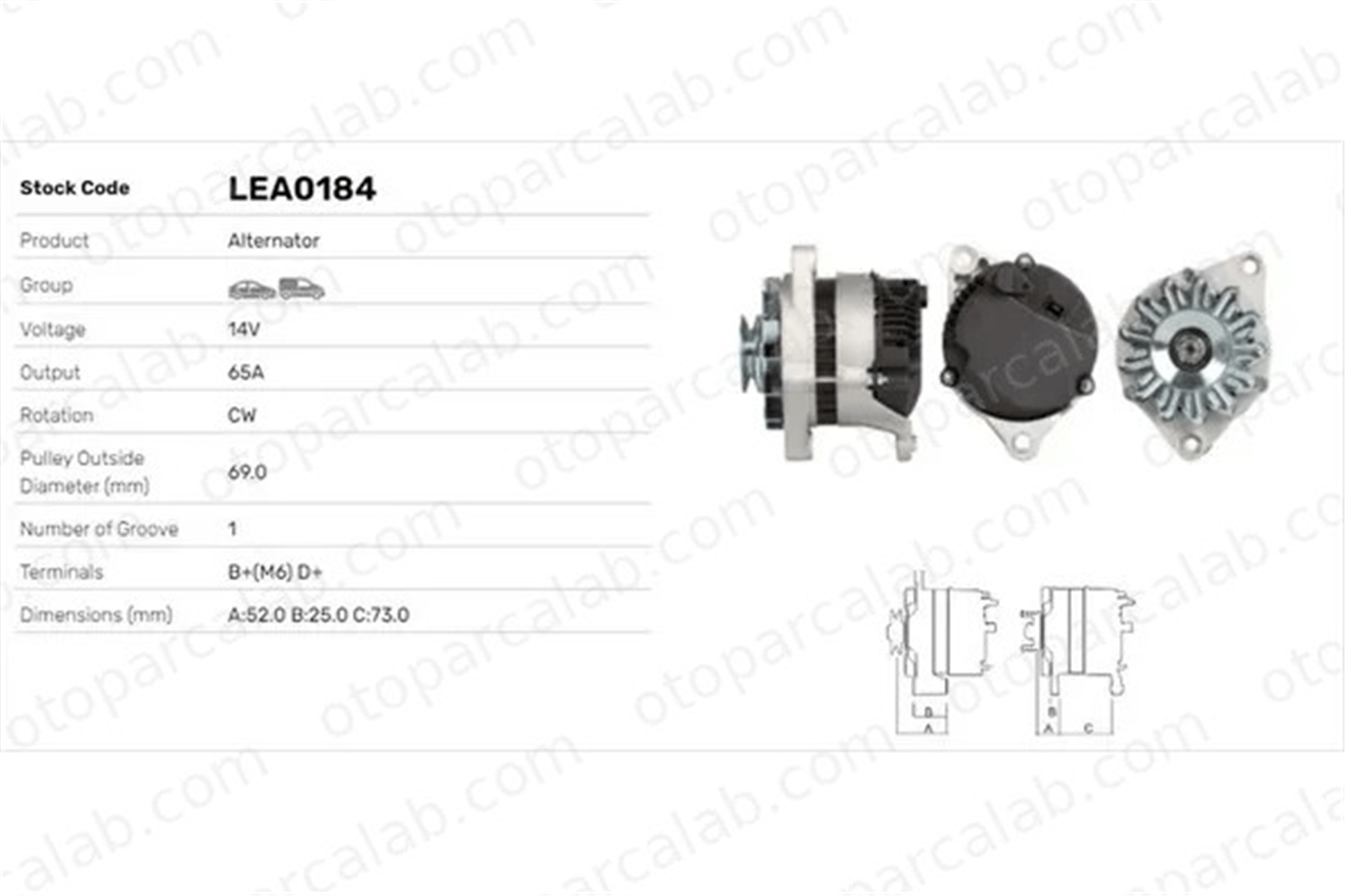 LUCAS ELEKTRIK LEA0184 Alternatör FIAT UNO RITMO 46231682 46231688
