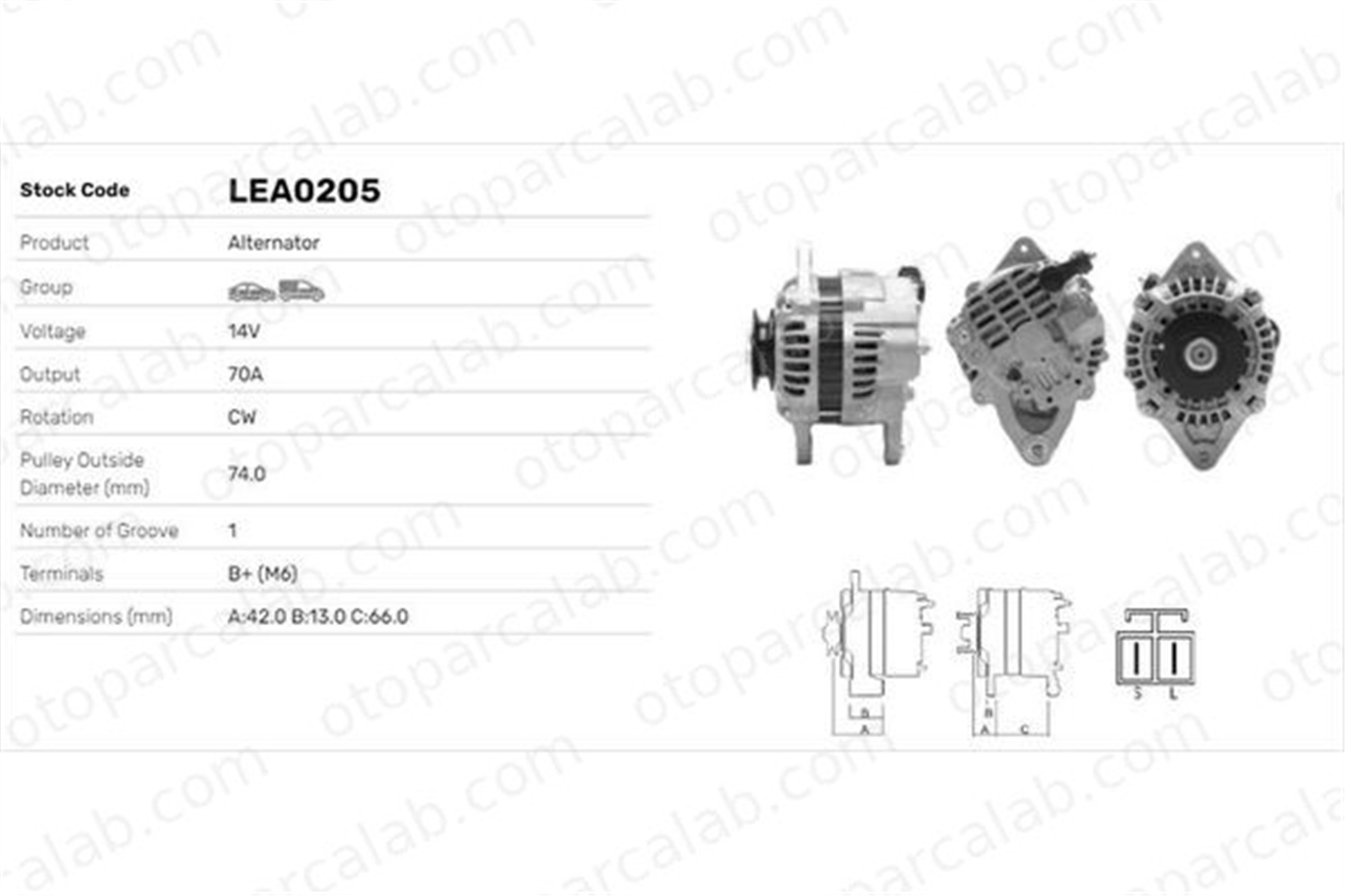 LUCAS ELEKTRIK LEA0205 Alternatör MAZDA 323 C IV 323 S IV LEA0205 B36618300E