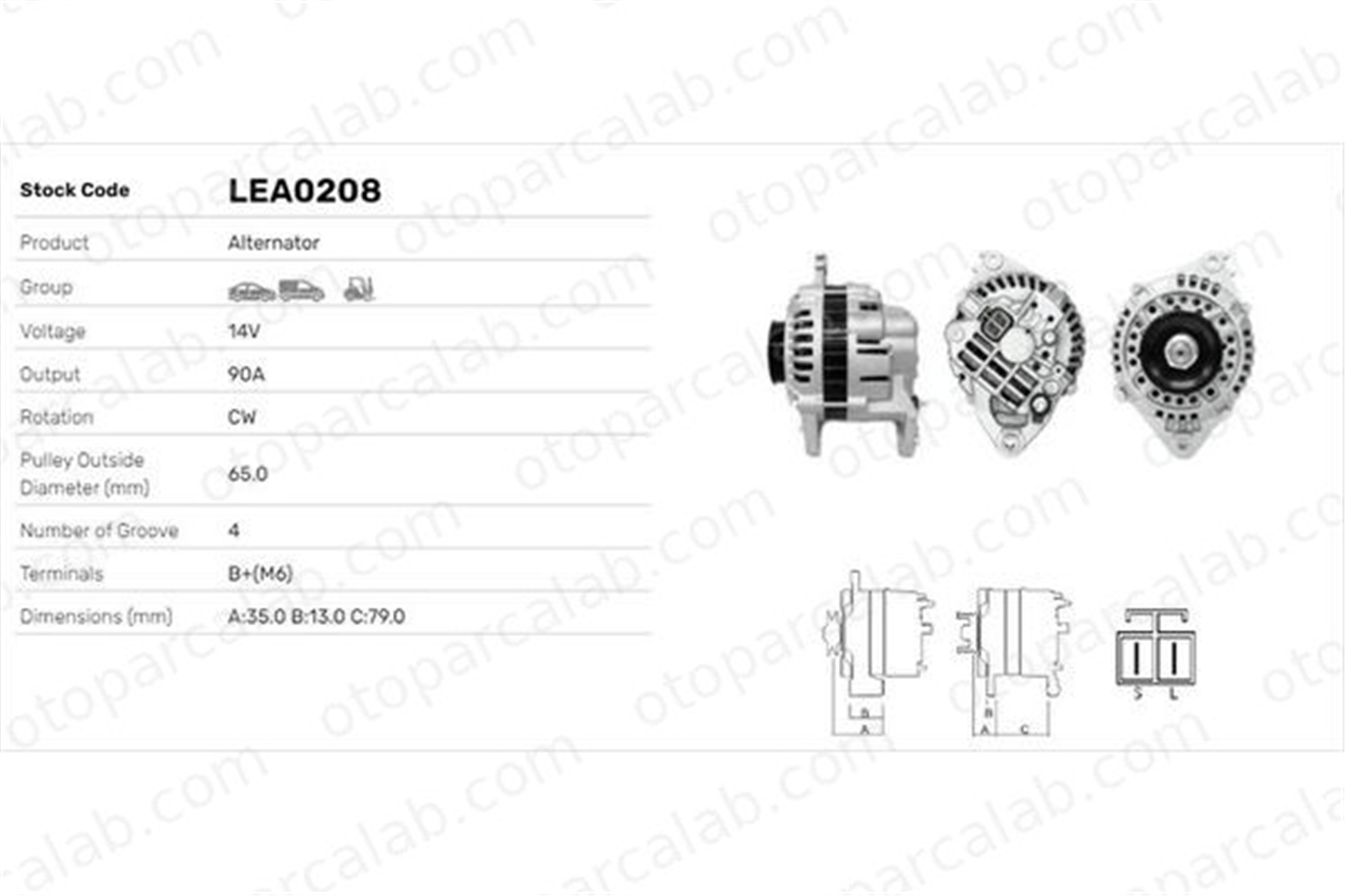 LUCAS ELEKTRIK LEA0208 Alternatör MITSUBISHI GALANT VI HYUNDAI SONATA III LEA0208 920244