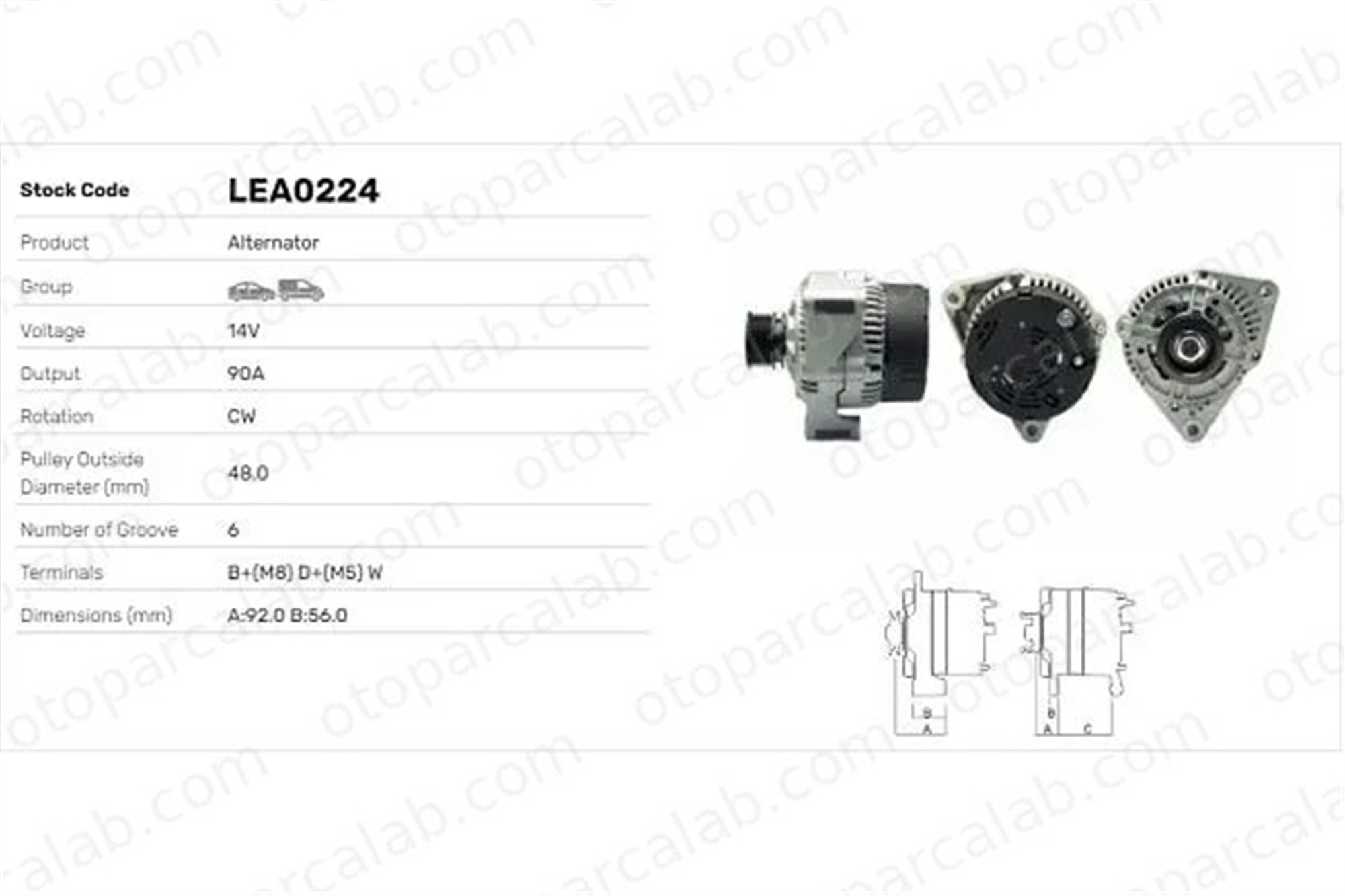 LUCAS ELEKTRIK LEA0224 Alternatör MERCEDES-BENZ E-SERISI 124 Sedan LEA0224 91540102