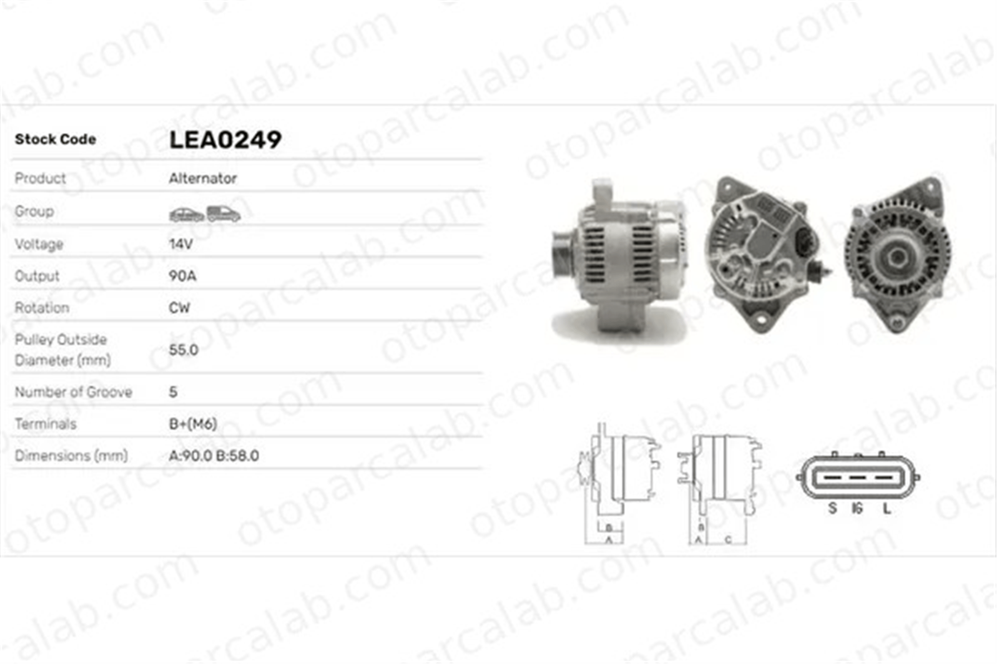 LUCAS ELEKTRIK LEA0249 Alternatör TOYOTA CARINA E VI CARINA E VI Sedan LEA0249 2706003040