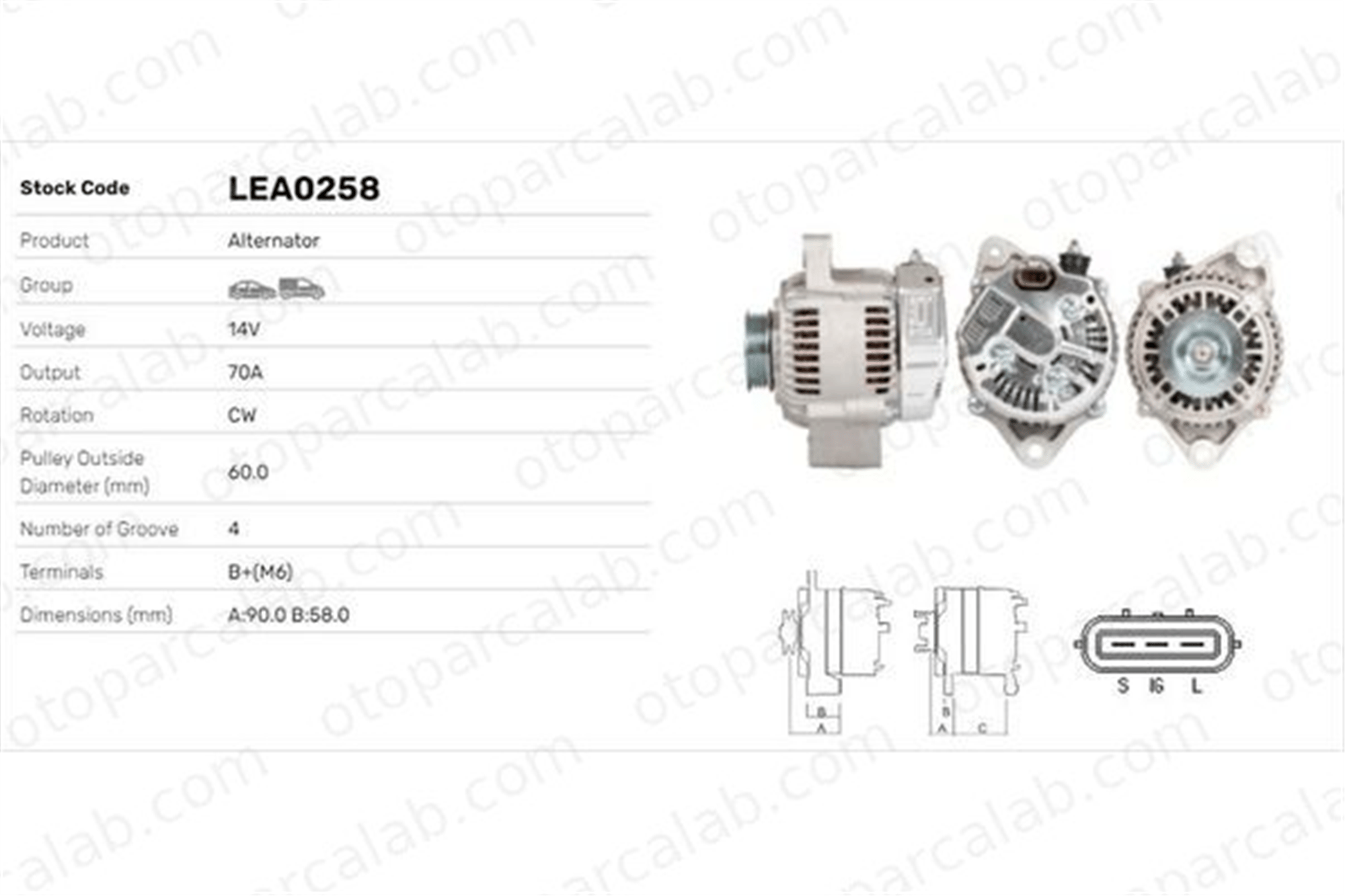 LUCAS ELEKTRIK LEA0258 Alternatör TOYOTA COROLLA COROLLA Station wagon LEA0258 2706011170
