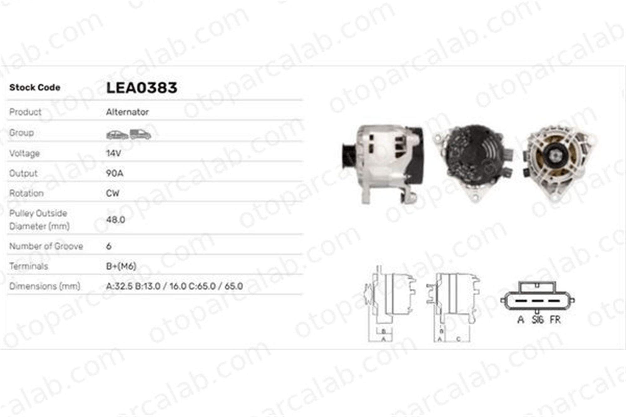 LUCAS ELEKTRIK LEA0383 Alternatör FORD FOCUS I FOCUS I Turnier LEA0383 1301496