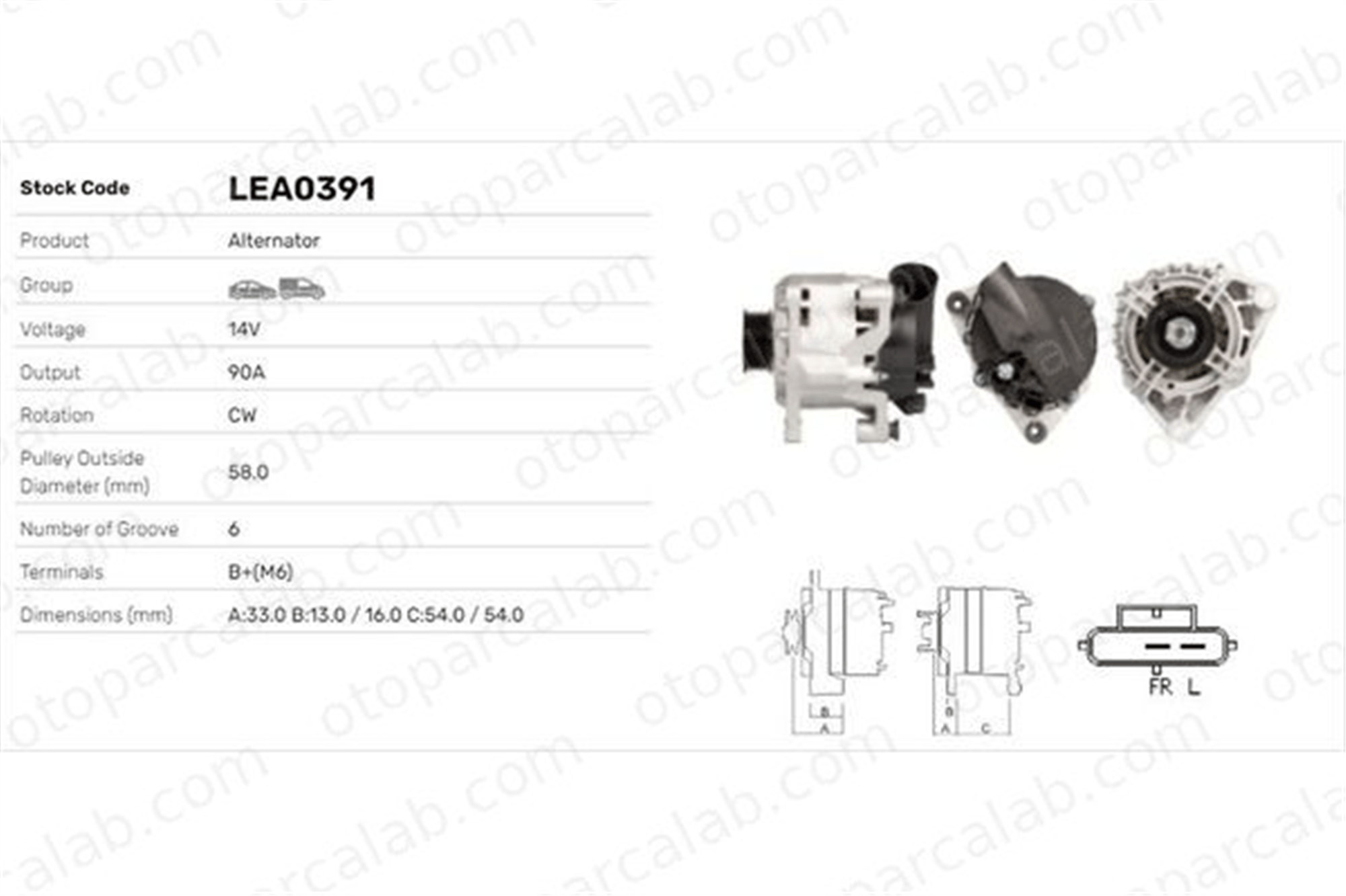 LUCAS ELEKTRIK LEA0391 Alternatör FORD FIESTA IV FIESTA Kasa/büyük limuzin LEA0391 1128296
