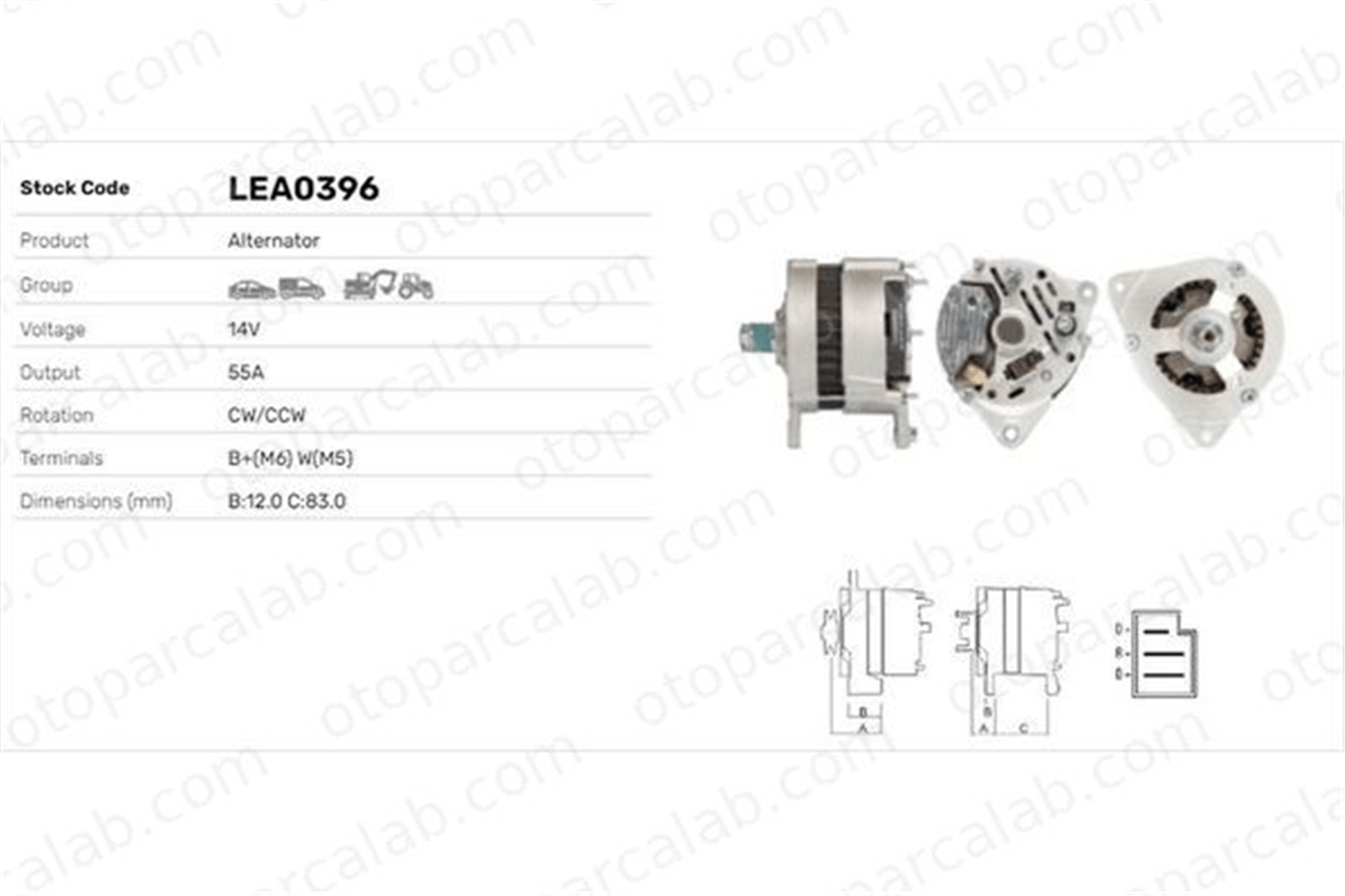 LUCAS ELEKTRIK LEA0396 Alternatör FORD CAPRI I ESCORT IV LEA0396 85BB10300DA