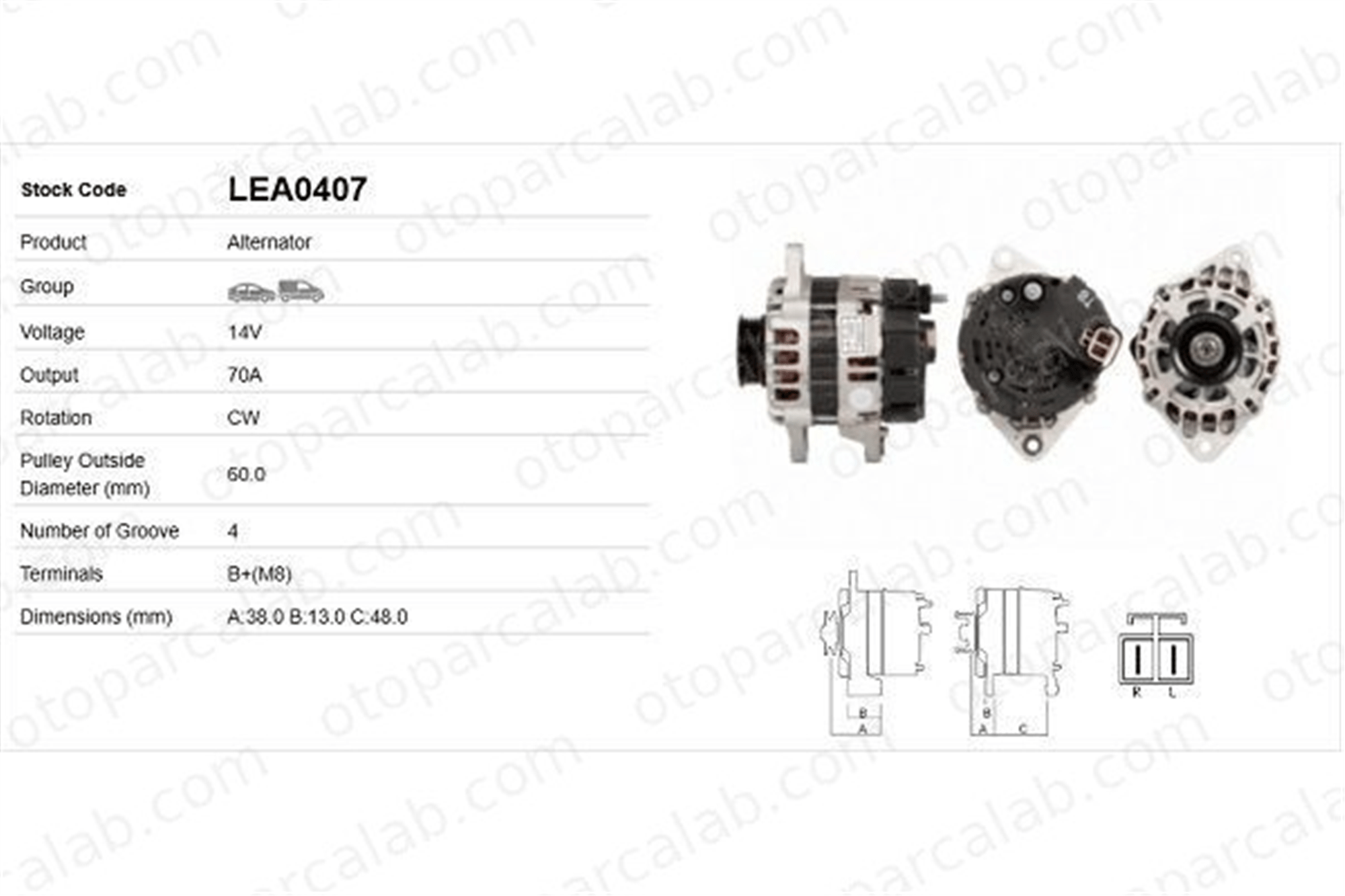 LUCAS ELEKTRIK LEA0407 Alternatör HYUNDAI GETZ ATOS LEA0407 3730002550