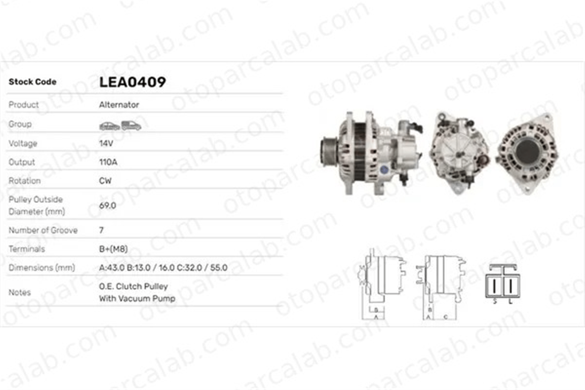LUCAS ELEKTRIK LEA0409 Alternatör HYUNDAI H-1 / STAREX Minibüs/Otobüs H-1 Panelvan/Van LEA0409 373004A001