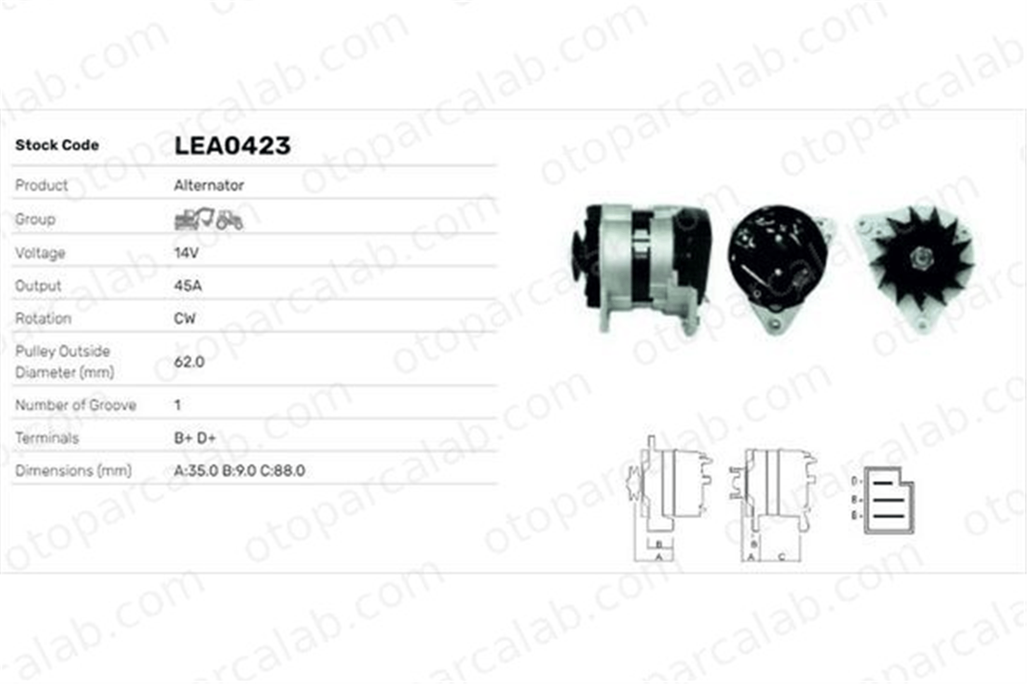 LUCAS ELEKTRIK LEA0423 Alternatör AUSTIN ALLEGRO I Hatchback MINI II LEA0423 C000900010020