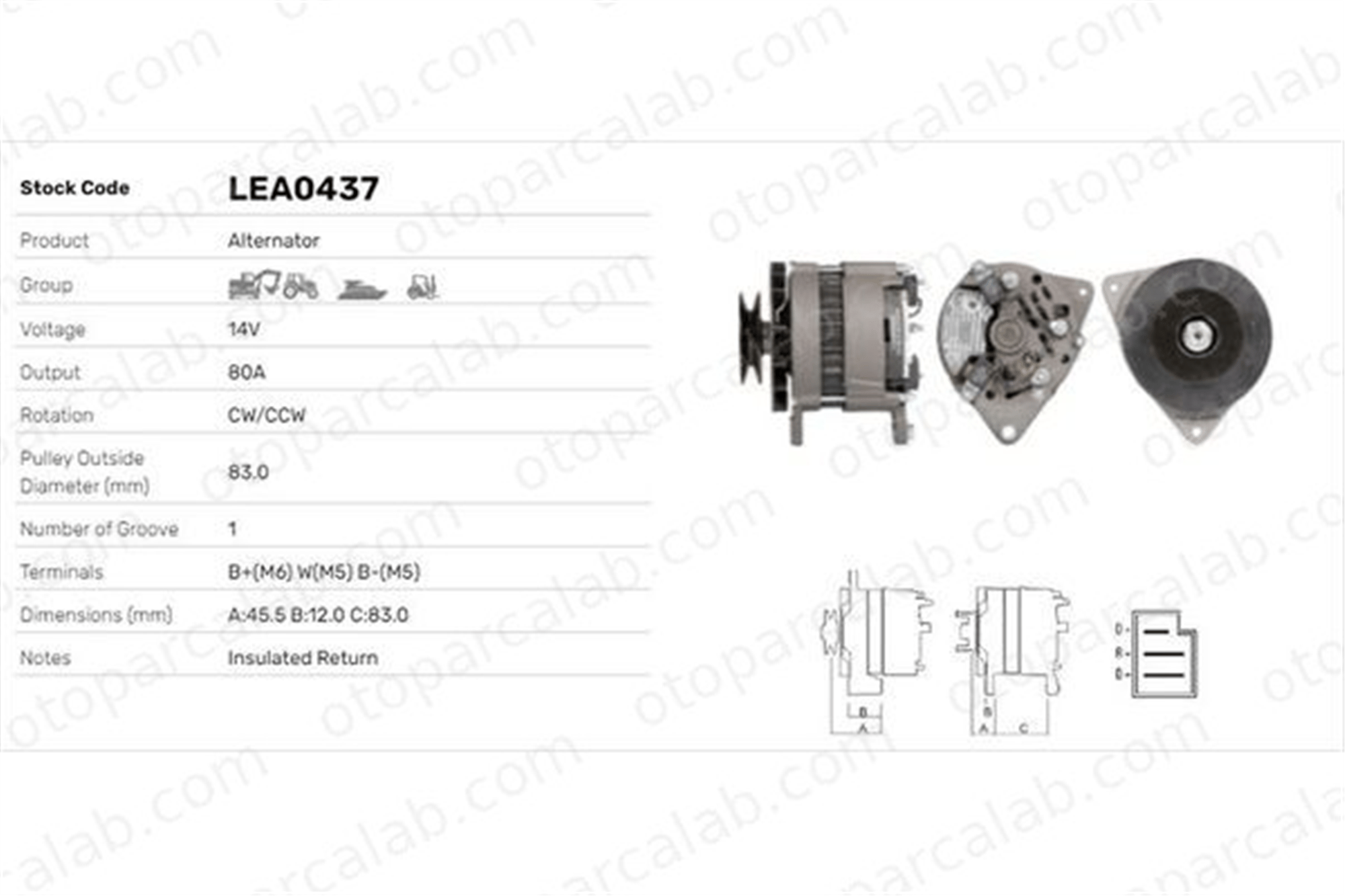 LUCAS ELEKTRIK LEA0437 Alternatör INTERNATIONAL HARV. CM-Series C-Series 836659645 836666738