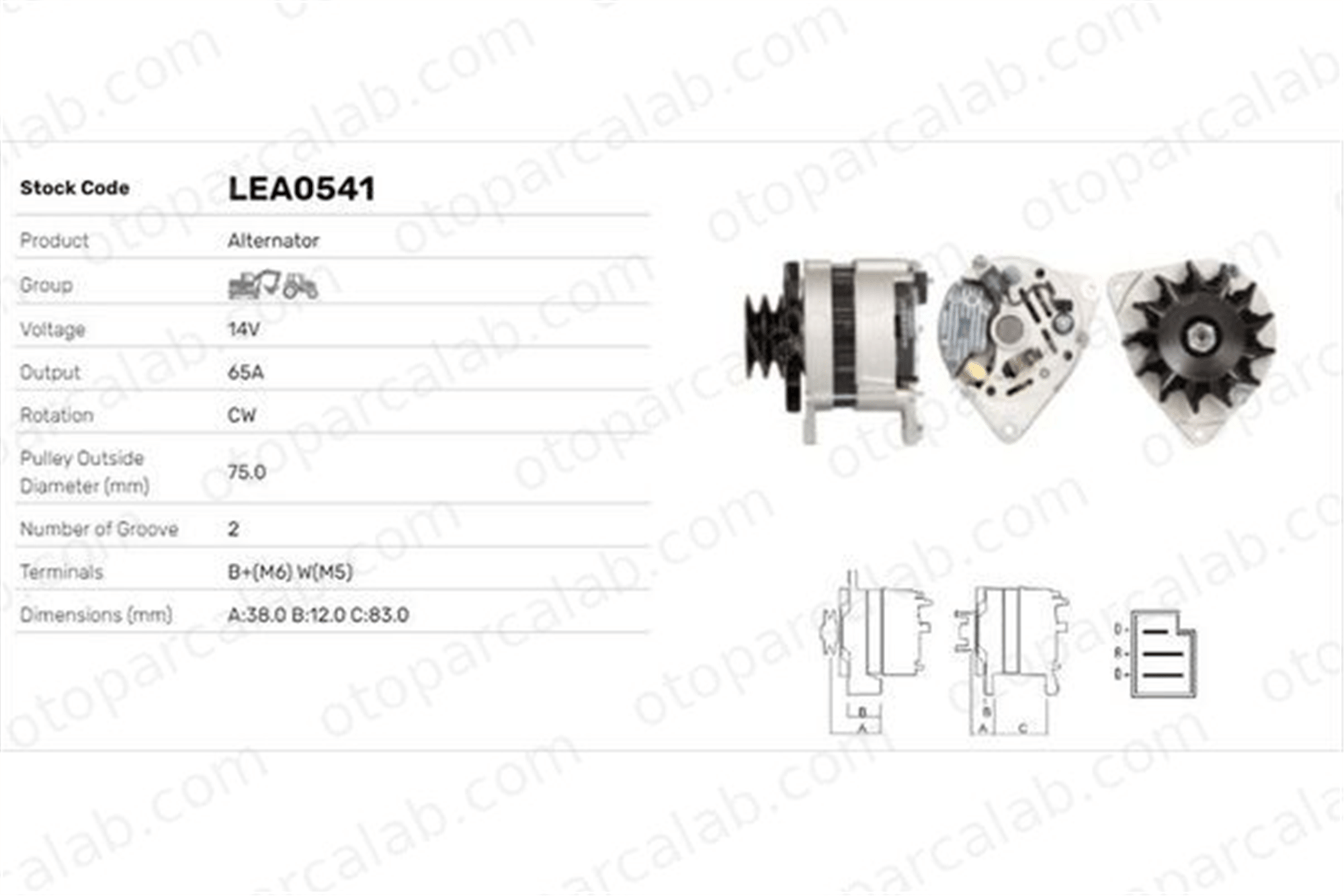 LUCAS ELEKTRIK LEA0541 Alternatör FORD ESCORT IV FIESTA II LEA0541 3536265M91